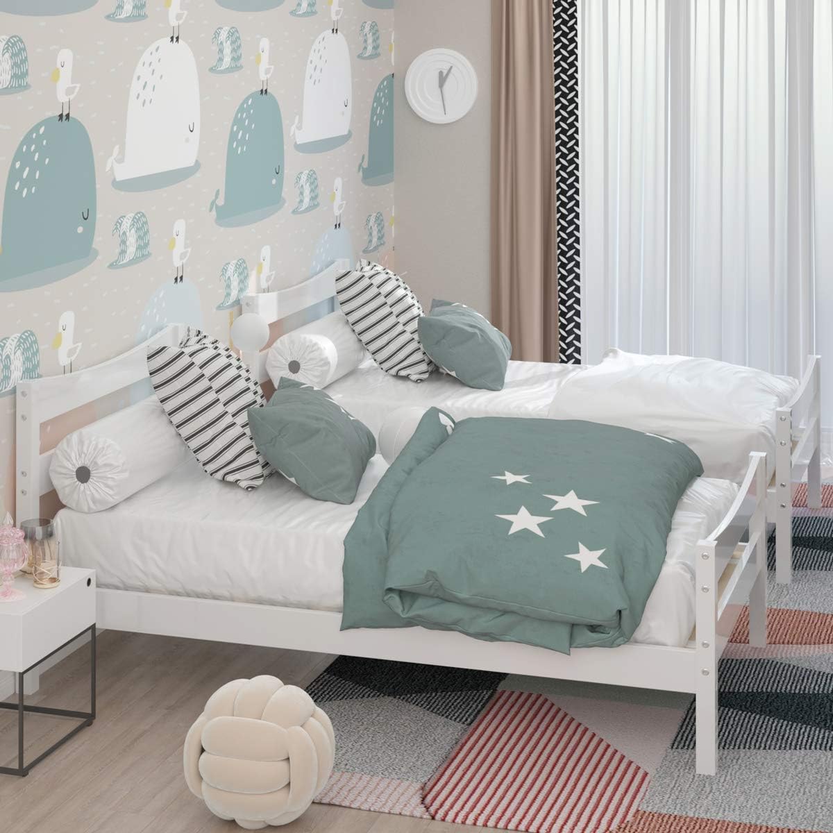 Giantex Modern White Twin Bed Frame with Headboard, Footboard, and Solid Wood Slat Support Giantex