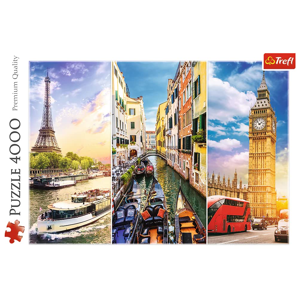 Trefl Trip Around Europe 4000 Piece Jigsaw Puzzle Red 54"x38" Print, DIY Puzzle, Creative Fun, Classic Puzzle for Adults and Children from 15 Years Old Trefl
