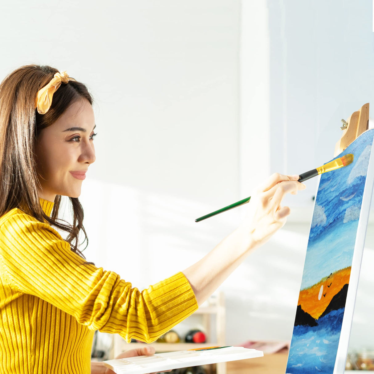 KEFF Stretched Canvas for Painting (10 Pack) Blank Painting Canvas - 2 of Each; 4x4, 5x7, 8x10, 9x12 and 11x14 Canvas, 100% Cotton Pre-Primed, Great for Pouring, Acrylic, Oil, Wet and Dry Art Media KEFF