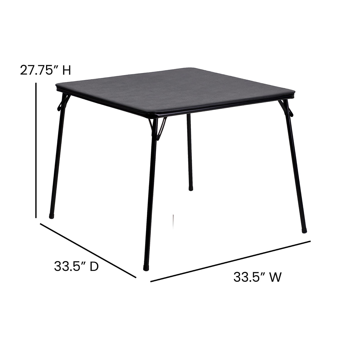 Flash Furniture Madelyn 33.5" Square Folding Multipurpose Card Table with Padded Vinyl Top, Portable Folding Game Table for 4 Players, Black Flash Furniture