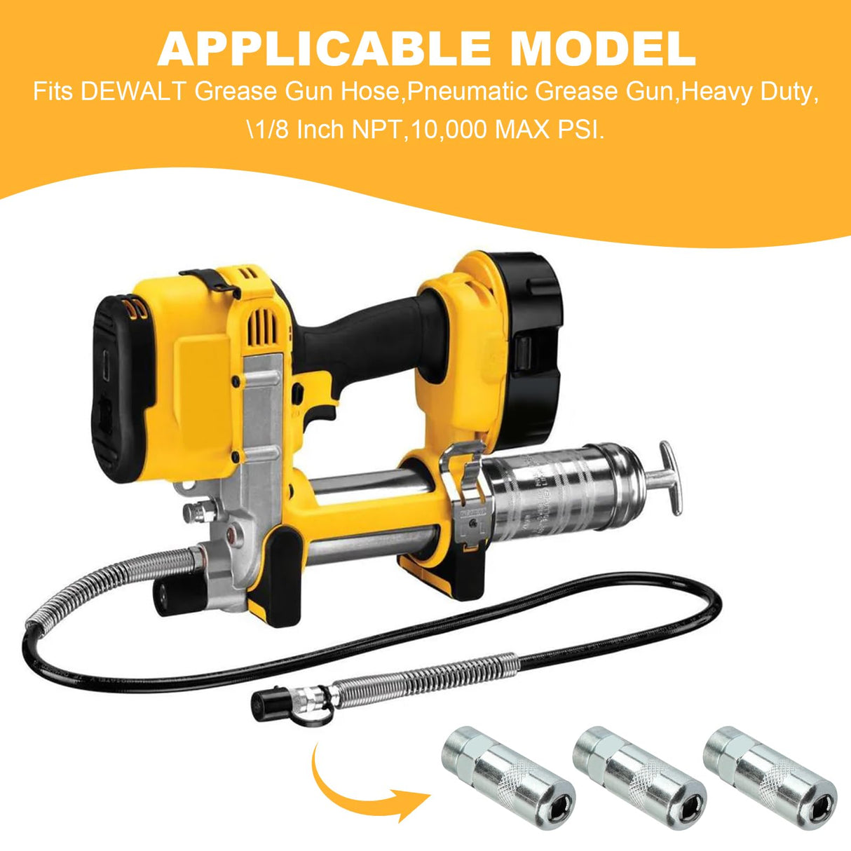 LEDBarz DCGG5701-3 Grease Gun Couplers(3 Pack) for DEWALT Grease Gun.Fits for DEWALT Grease Gun Hose,Pneumatic Grease Gun,Heavy Duty,1/8 Inch NPT,10,000 MAX PSI. LEDBarz