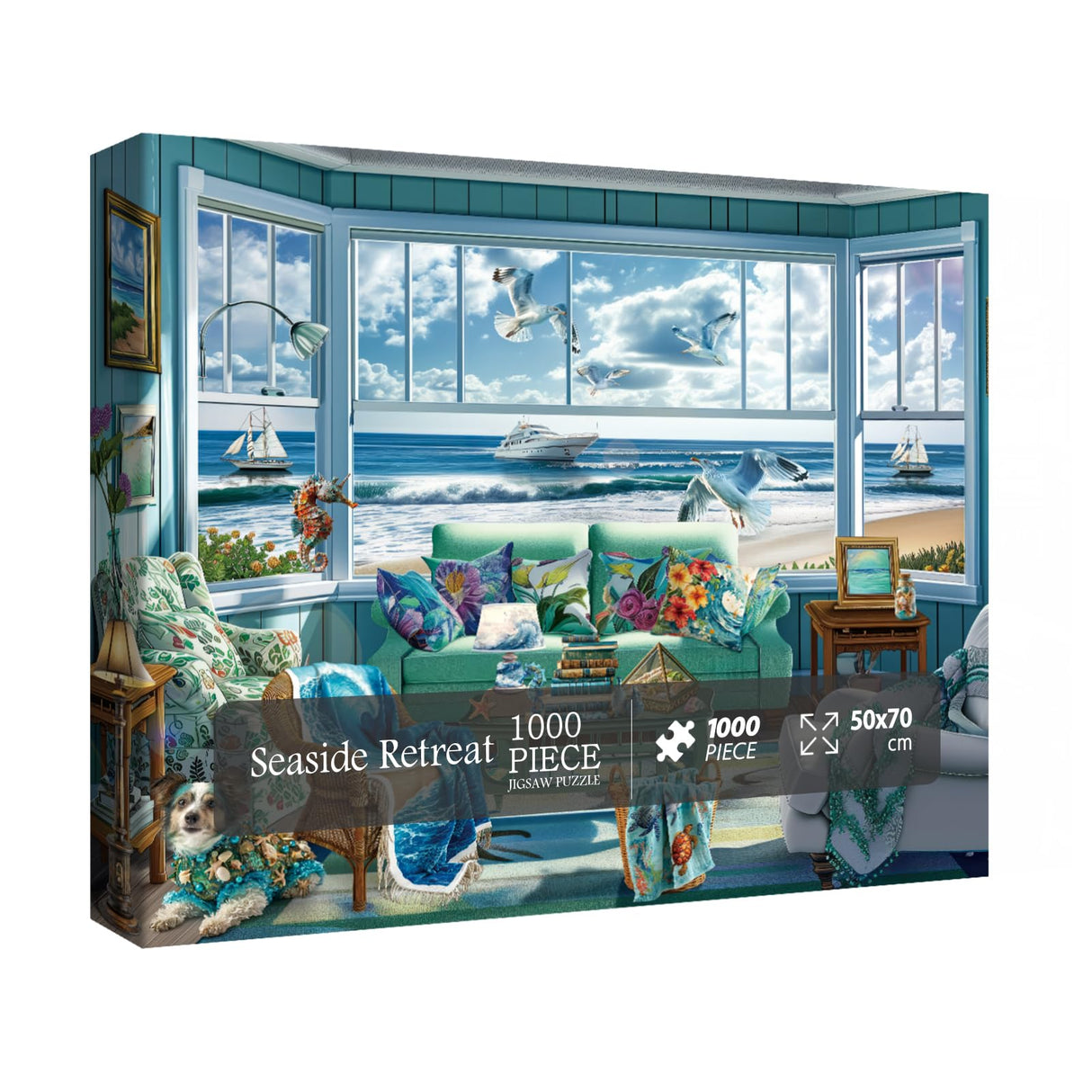 Beach Summer House Puzzles for Adults 1000 Piece, Hawaii Florida Maine Ocean Jigsaw Puzzles, Seashore House Puzzles - Seaside Retreat BBOLDIN