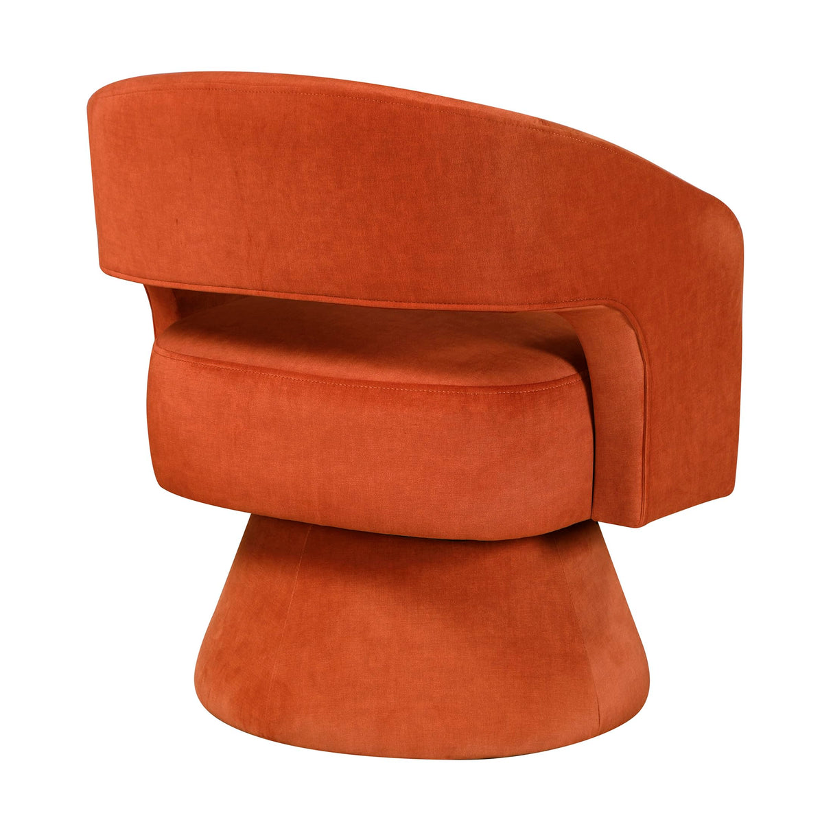 Lexicon 360 Degree Swivel Accent Chair, Modern Comfy Velvet Round Barrel Chair, Open Back, Plush Foam Cushions, Metal Swivel Base for Living Room/Bedroom/Office, Orange Lexicon