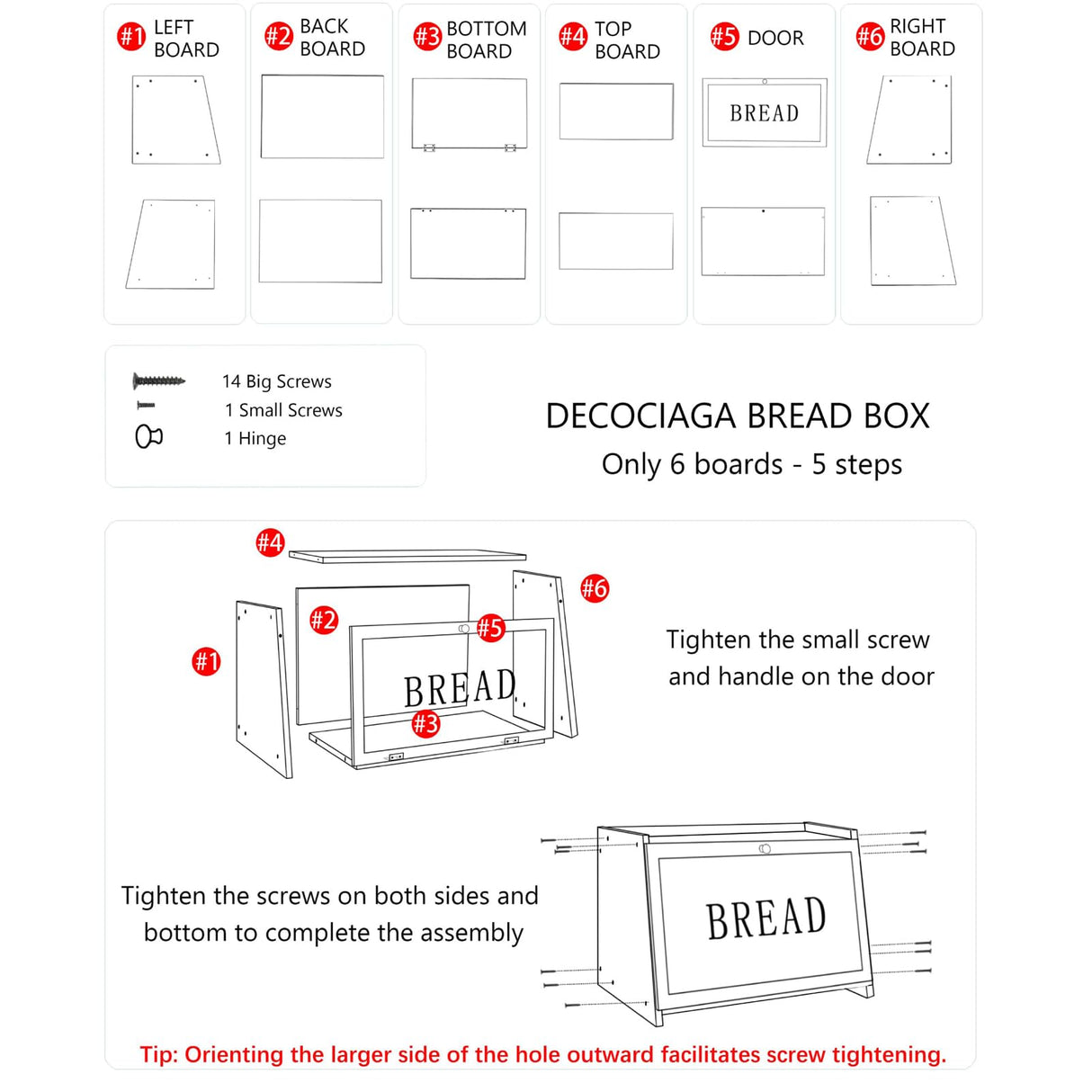DECOCIAGA Bread Box for Kitchen Countertop, Large Capacity Bread Storage Container for Homemade Bread, Wooden Bread Holder Bread Bin for Kitchen Counter Corner, Cabinet, Pantry, Cupboard (Black) DECOCIAGA