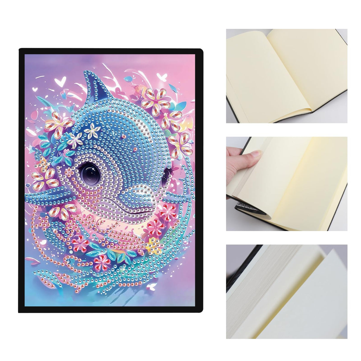 DCIDBEI Diamond Painting Notebooks A5 Blank Diamond Art Notebooks Diary Journal Book Diamond Painting Sketchbook A5 Diamond Painting Notebook Writing Pad Adults Dolphin Notebook DCIDBEI