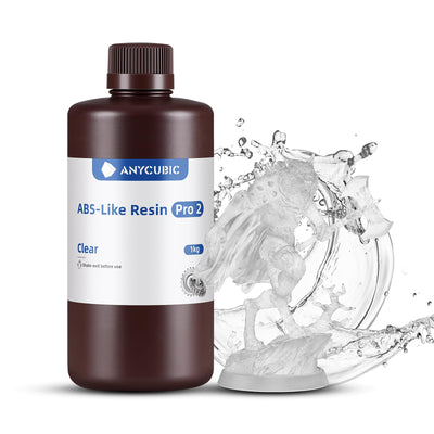 ANYCUBIC ABS-Like 3D Printer Resin Pro 2, Stronger and Tougher, High Precision and Long-Lasting, Low Odor, Wide Compatibility for All LCD Resin 3D Printers (Clear, 1kg)