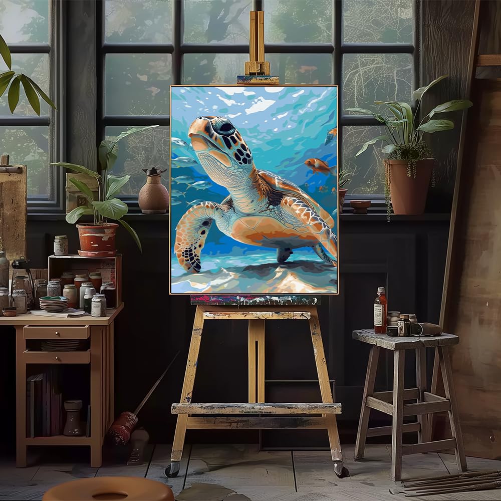 Natuyalo Paint by Numbers Kit for Adult - Adult Paint by Numbers Sea Turtle, Frameless Beginner Paint by Number Perfect Hobby for Relaxation 16x20 Inch Natuyalo