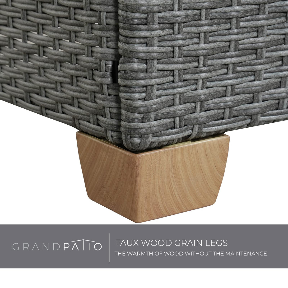 Grand patio 5 Pieces Wicker Outdoor Furniture Set,Patio Furniture Set with CSA Certification Fire Pit Table,Modular Sectional Sofa Sets with Olefin Cushions, 50,000 BTU Heat Output (Light Gray) Grand patio