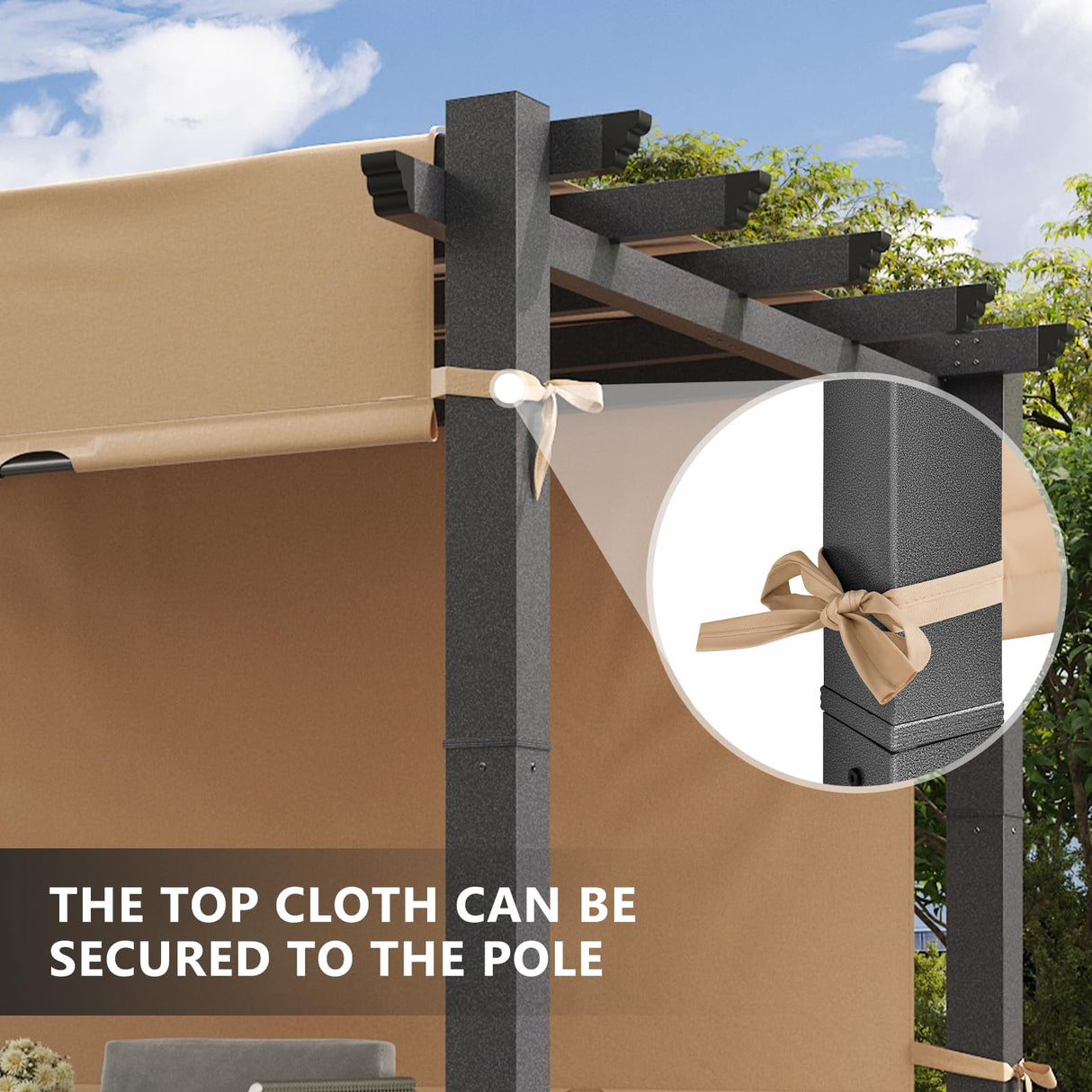 Aoxun 10'x12' Outdoor Retractable Pergola with Adjustable Roof, Modern Metal Patio Aluminum Pergola with Sun Shade Canopy, Brown Shade Cover for Garden, Backyard and Deck Aoxun