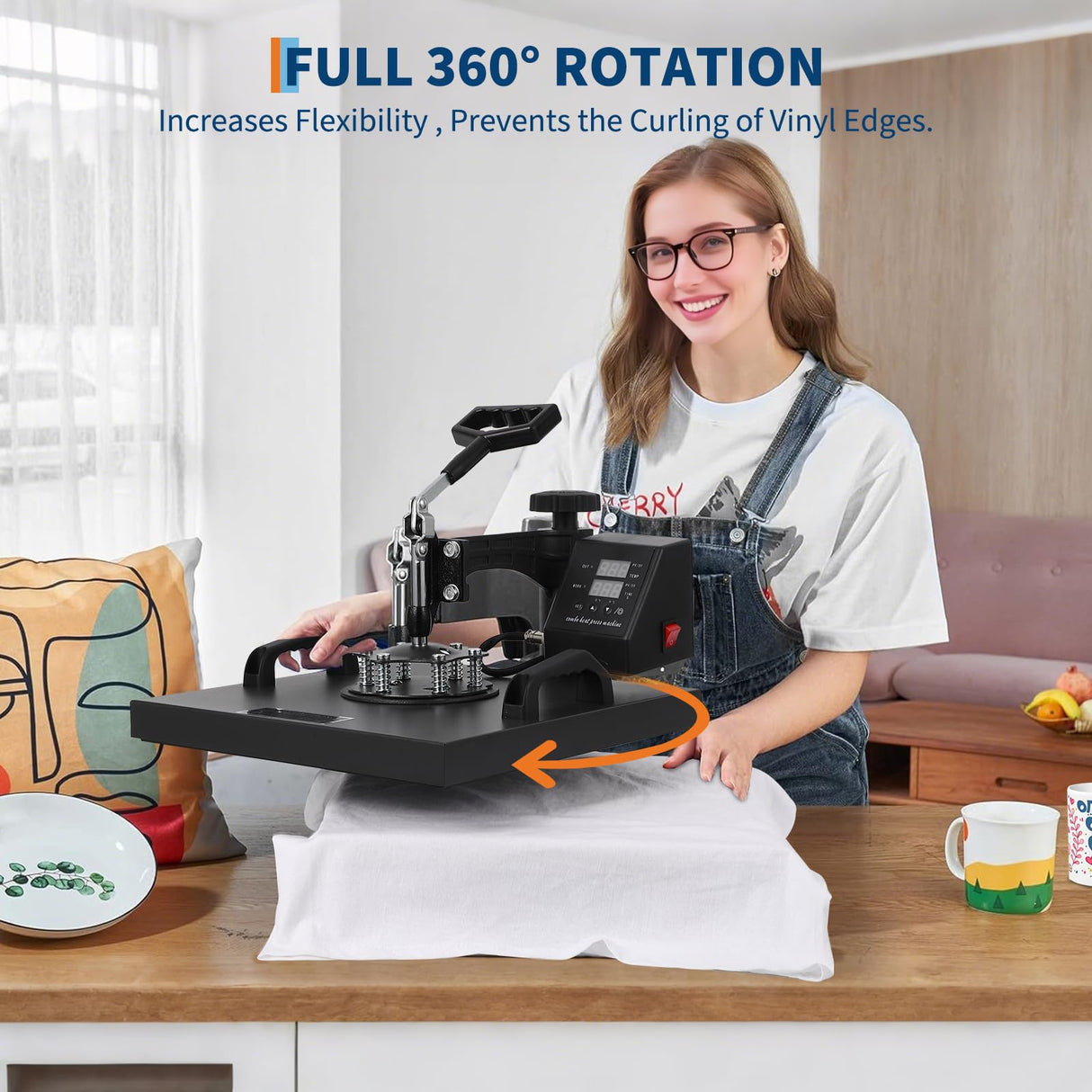 Pro 9 in 1 Heat Press 15x15 Inch 30OZ Tumbler Press, 360-Degree Swing Away Digital Tshirt Press Multifunction Heat Transfer Machine Sublimation for T-Shirt Tumbler Mug Hat Cap Plate PioneerWorks