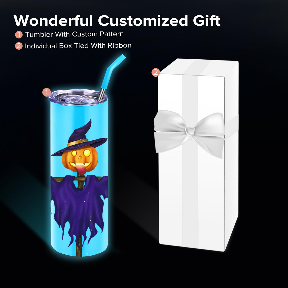 FASTSUB 6 Pack Glow in the Dark Sublimation Tumblers 20 oz Blank Bulk Luminous Cups Straight Stainless Steel Double Wall Vacuum Insulated with Lids and Straws for Tumbler Heat Press White Turn Blue FASTSUB