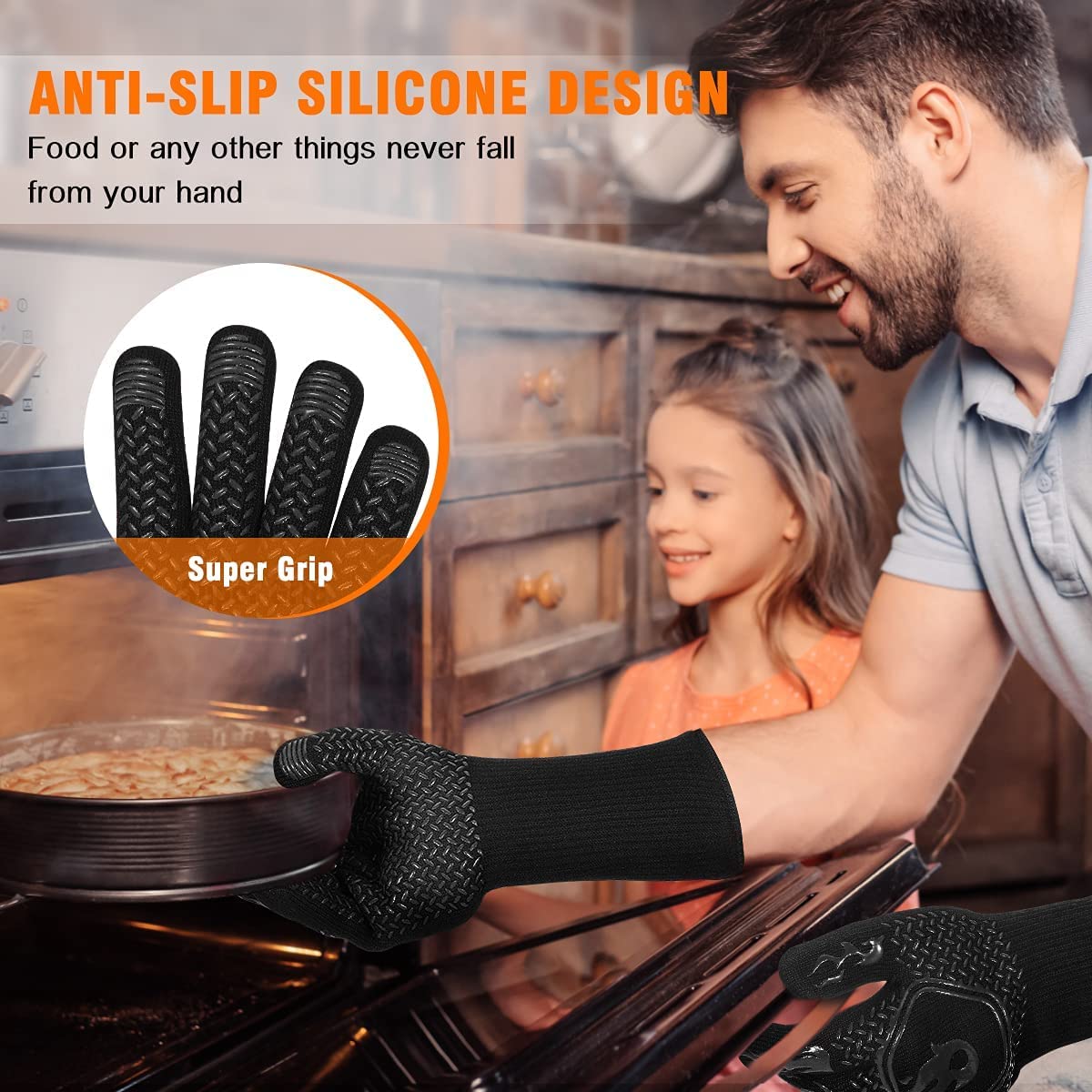 HAMITOR BBQ Grill Gloves Heat Resistant: 1472℉ High Temp Resistance Fireproof Glove for Grilling Smoking Barbecue - Washable Long Oven Mitts Extreme Hot Proof Mitts for Kitchen Cooking Baking Redriver