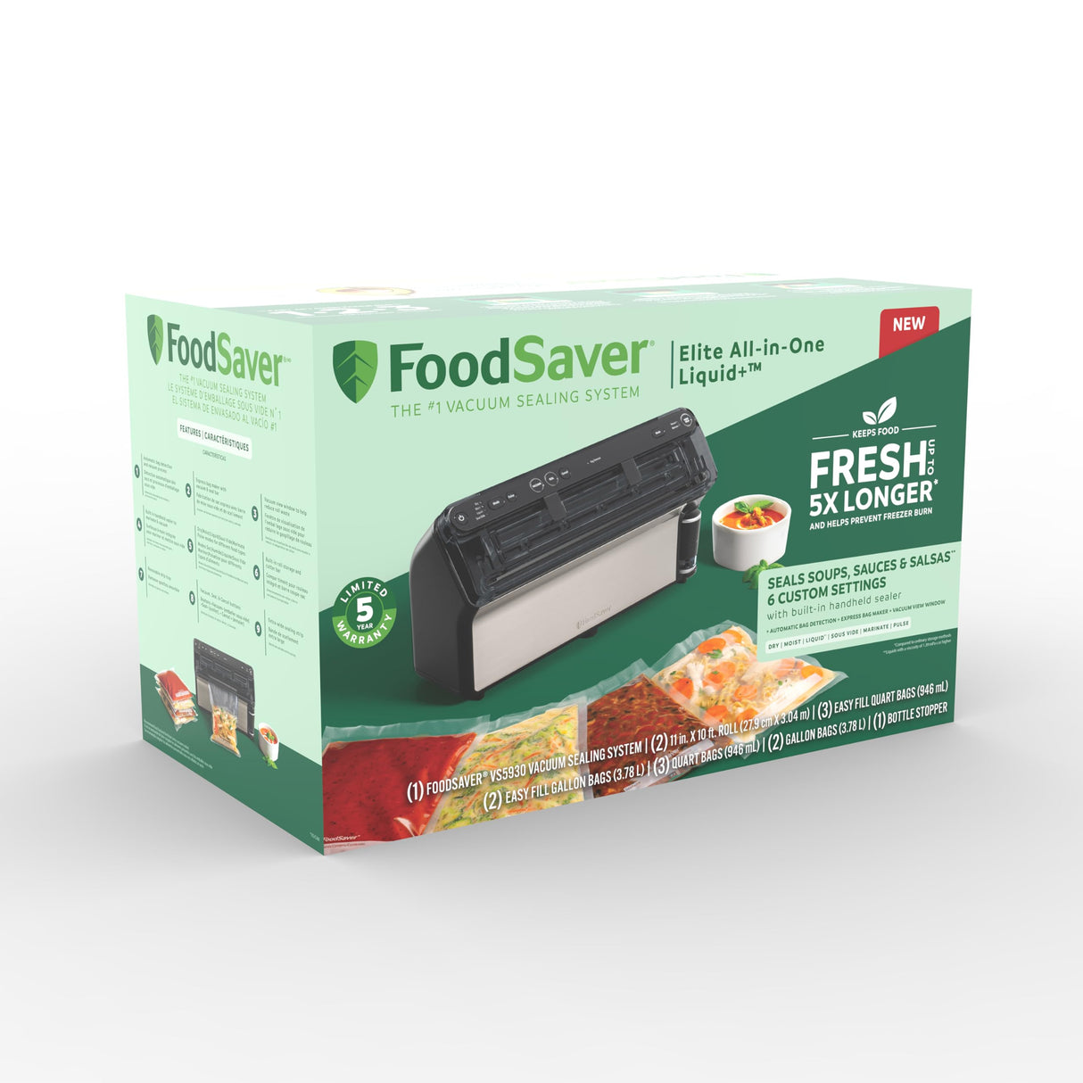 FoodSaver Elite All-in-One Liquid+™ Vacuum Sealer with Bags FOODSAVER
