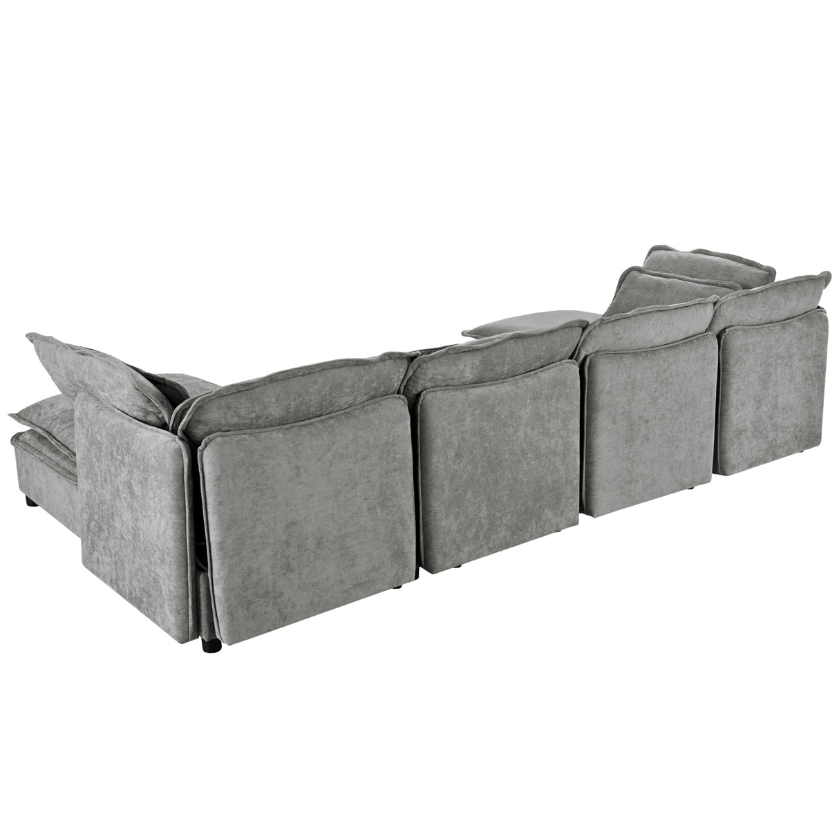 Merax Modular Sectional Sofa with Storage, Freely Combinable Modern Couch Bed with Double-Layer Cushions, for Living Room, Office, and Apartment, Grey Merax