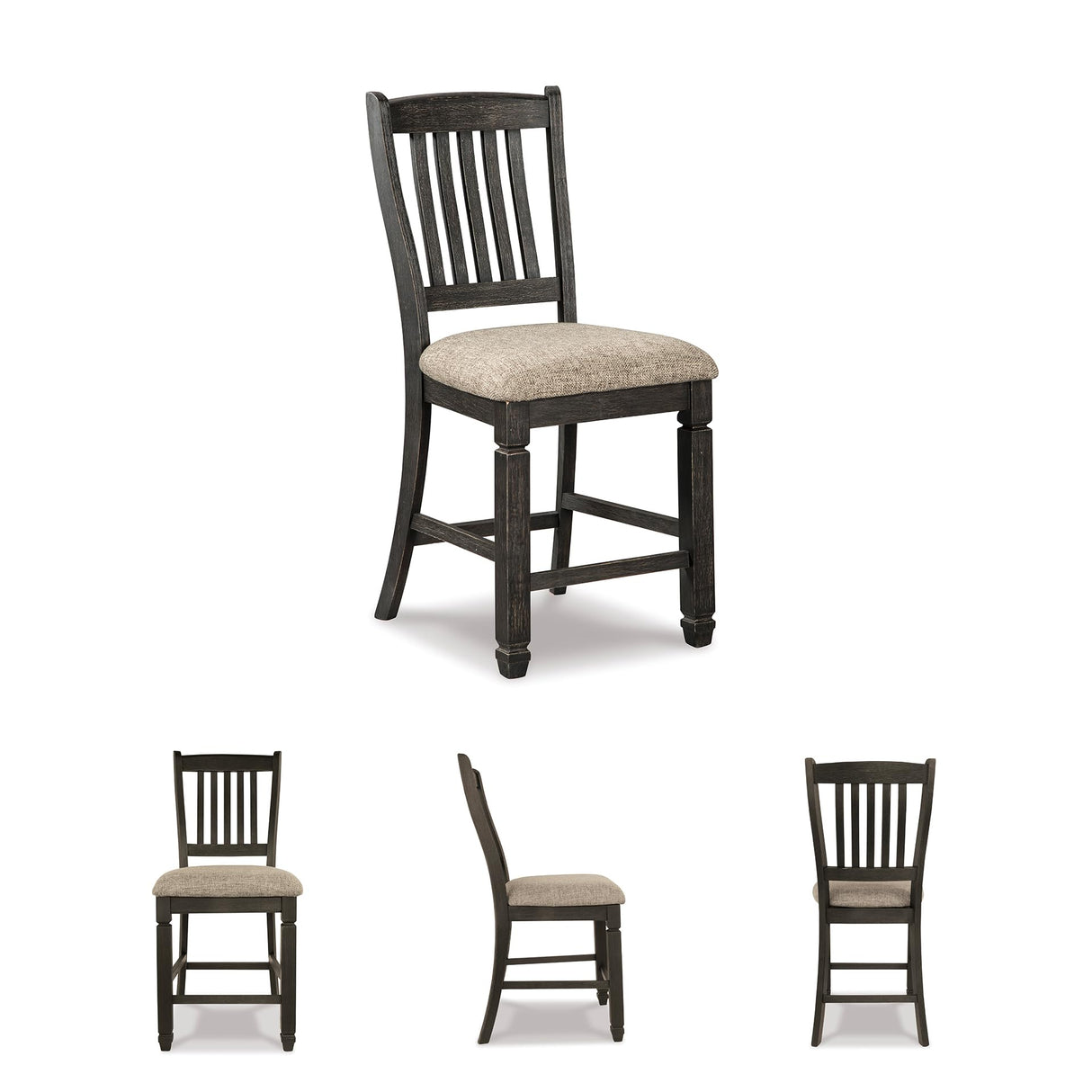 Signature Design by Ashley Tyler Creek Farmhouse 24.38" Counter Height Upholstered Barstool, Set of 2, Almost Black Signature Design by Ashley