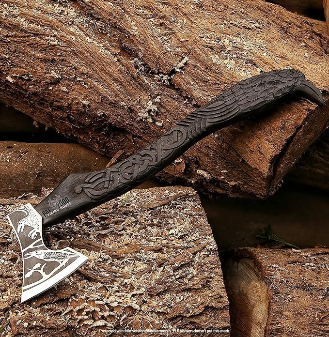 Viking Axe, Crow Hatchet,Throwing Axes,Hand Axe,Gifts for him, Crow Design Handle Wood Working Tool,Viking Gifts for Men,Camping Hatchet,Tomahawk,Bearded Axe WoodArtSupply