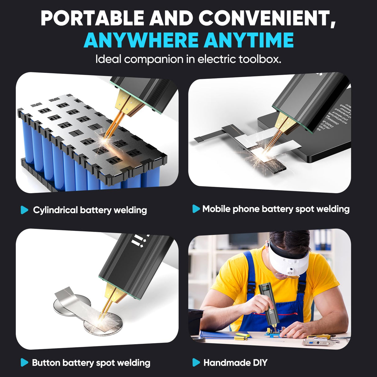 Seesii Battery Spot Welder with 5.0Ah Battery: Upgraded Handheld Mini Portable Spot Welder for 18650 Battery, Welding Nickel Sheets 0.1-0.2mm, Iron,Stainless Steel Sheets, 80 Gear,Auto and Manual Mode Seesii