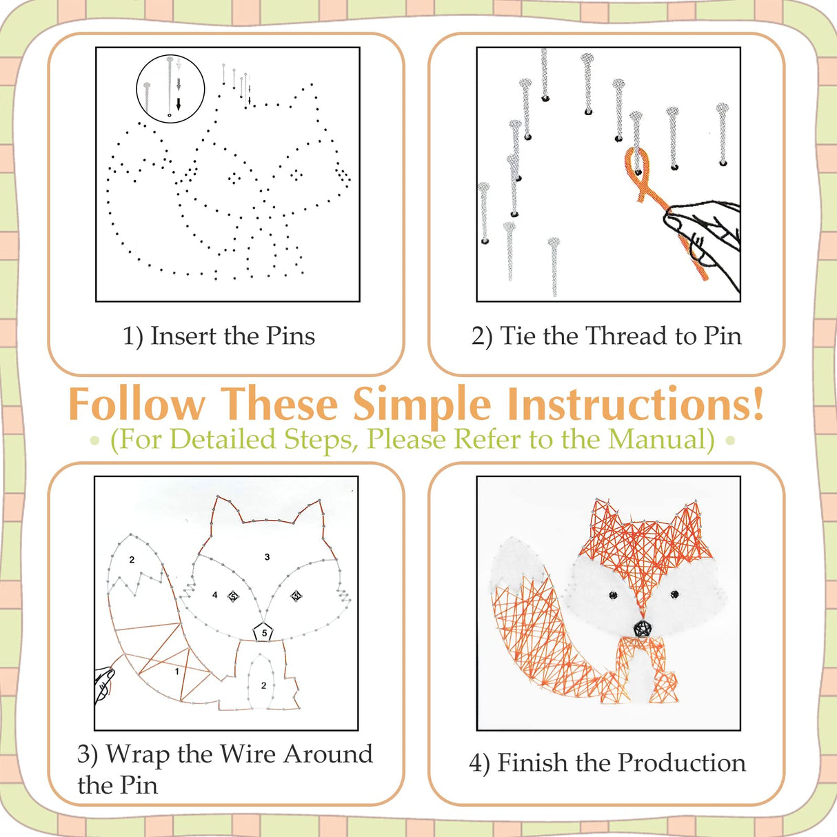 Boqin DIY String Art Kit - Cute Fox Craft With Patterns, Pushpins, Supplies for Kids 9-12 Girls - Unique Gift for Home Wall Decorations Boqin