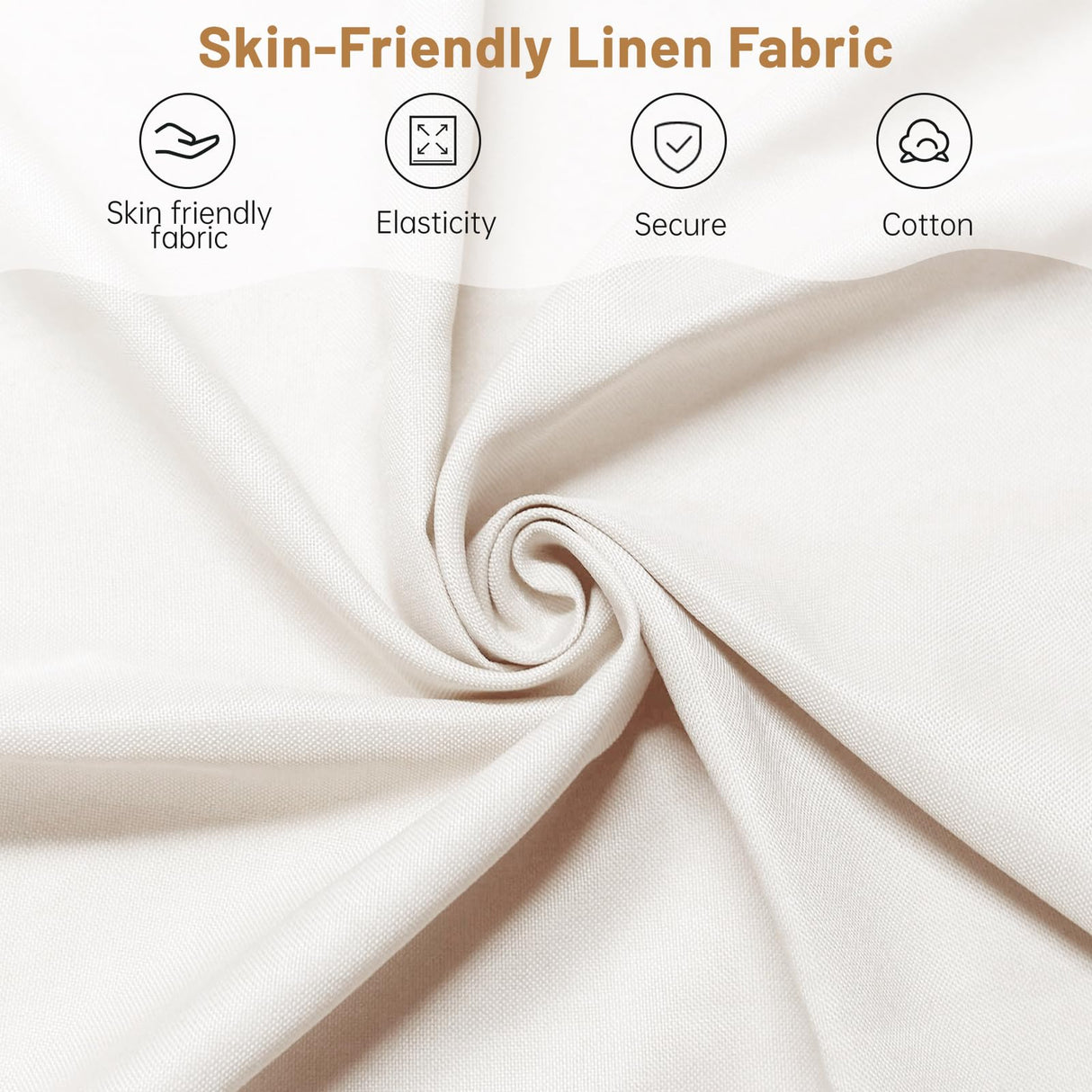 Linen Fabric Accent Chair for Living Room Set of 2, Rattan Webbing Reading Chair with Sturdy Wood Frame, Upholstered Lounge Armchairs for Bedroom, Indoor & Outdoor, Patio Furniture, Beige Furniliving