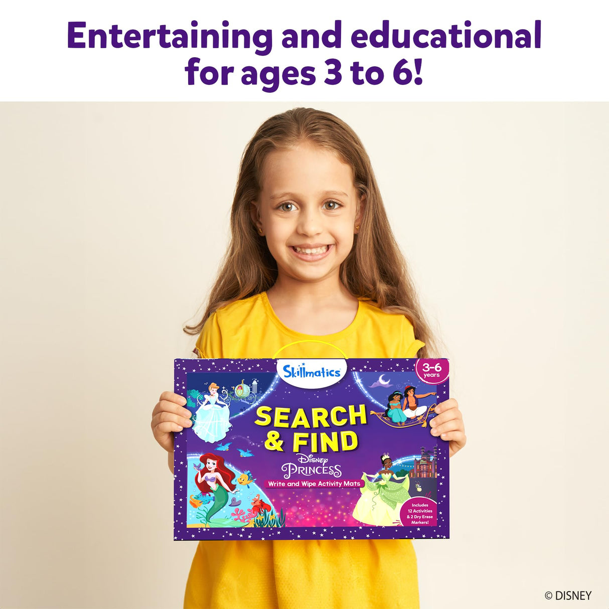 Skillmatics Search and Find Disney Princess Educational Game - Reusable Preschool Learning Activities, Perfect for Toddlers & Kids Who Love Toys, Art & Crafts, Gifts for Boys & Girls Ages 3, 4, 5, 6 Skillmatics