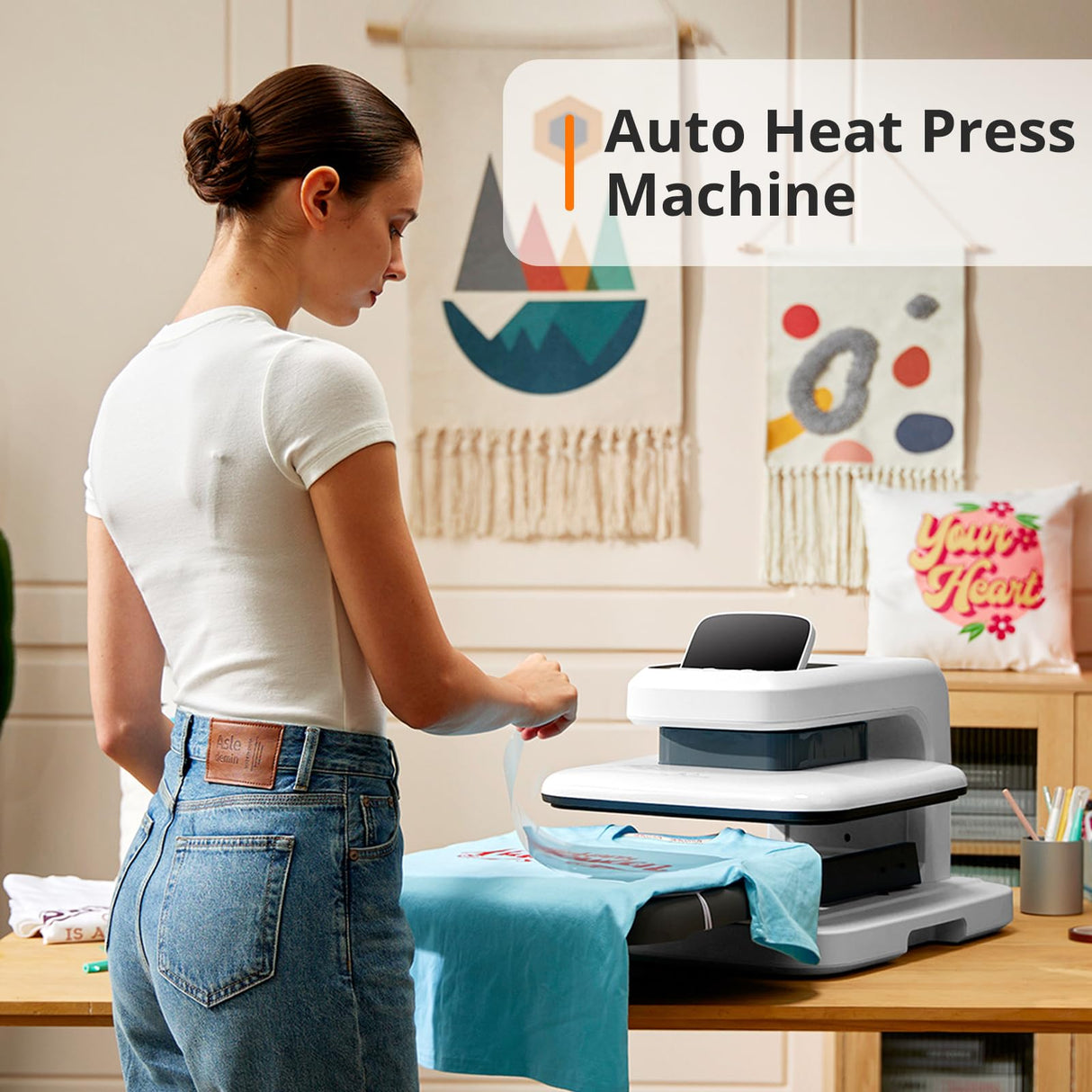 HTVRONT Auto Heat Press 2 - Heat Press Machine for T Shirts with Adjustable Pressure & Higher Heating Height, Heats Up Fast and Evenly Heat Press 15x15 for HTV, Sublimation, Heat Press Projects HTVRONT