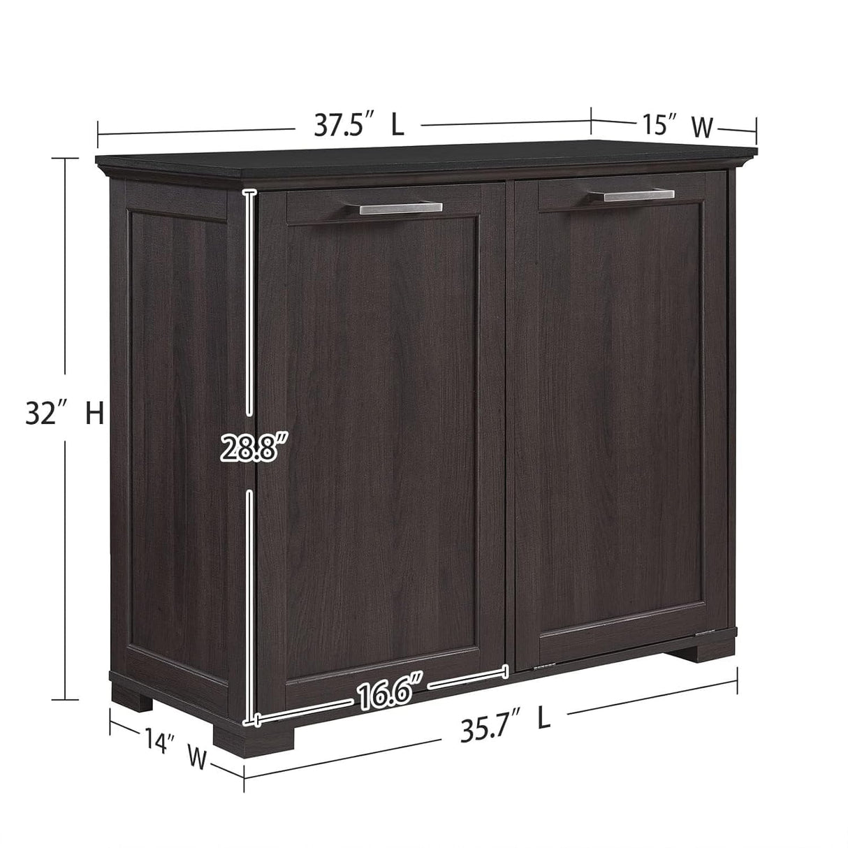 Smhxo Tilt Out Trash Cabinet, Wooden Kitchen Trash Can Cabinet with Deodorising Function, 2 * 10 Gallons Hidden Laundry Sorter Cabinet, Pure Dark Brown Smhxo