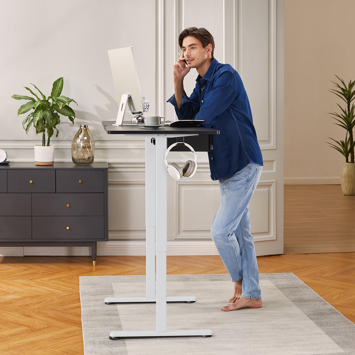 ErGear Electric Standing Desk Frame Height Adjustable Desk Legs Sit Stand Desk Frame Up to 47.2" Ergonomic Standing Desk Base Workstation Frame Only(White) ErGear