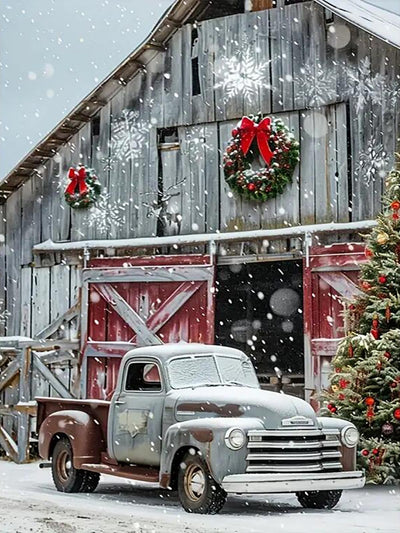 Paint by Numbers Kit for Adults Beginner, Christmas Winter Car House Easy Paint by Number Kits Canvas Without Framed,DIY Acrylic Oil Painting Adults Paint by Numbers Kits for Home Wall Decor 12x16 In.
