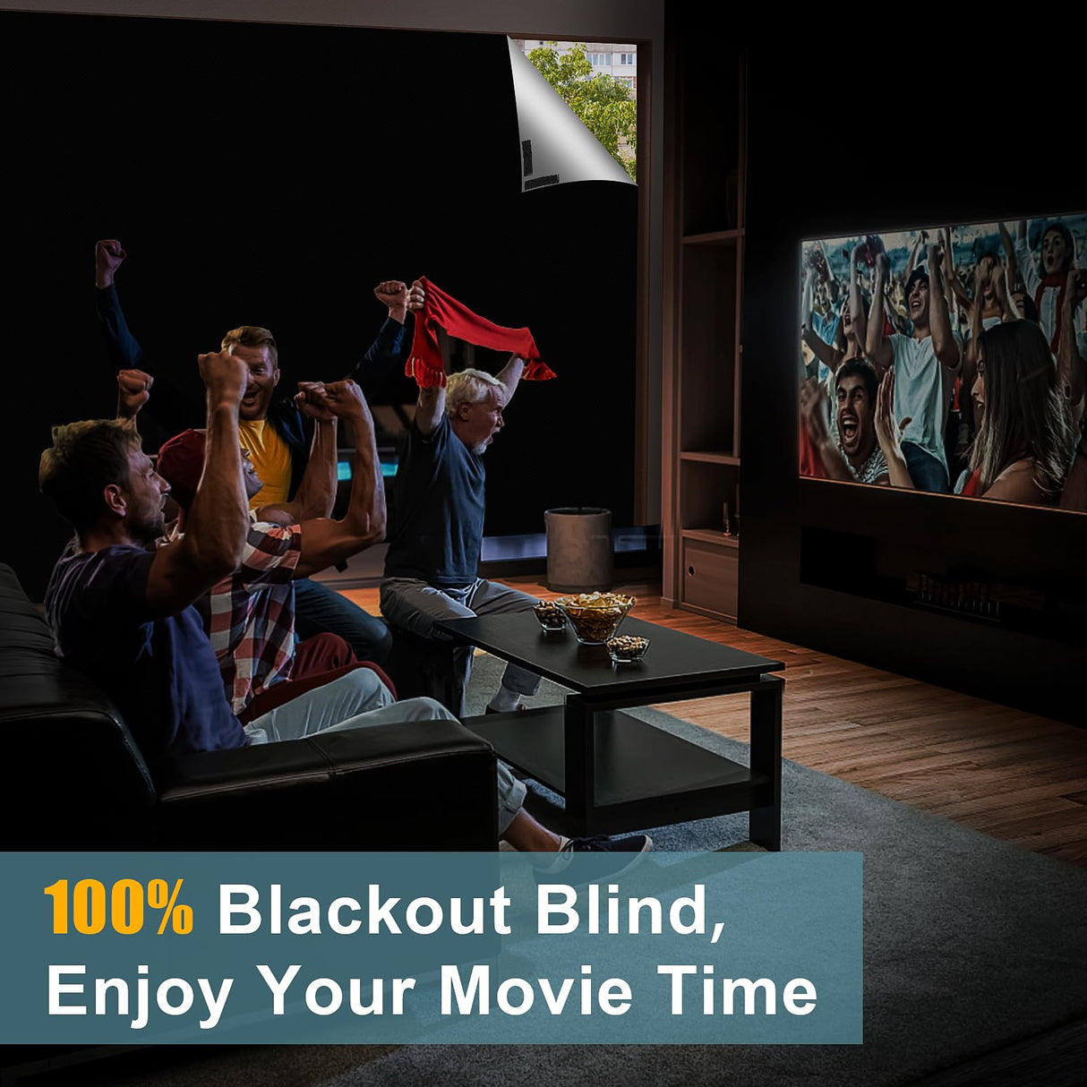 AUYAARS 100% Blackout Curtains 118"x57" Portable No Drill Window Shades for Bedroom, Nursery, RV, Dorm Room, Travel, Temporary Blackout Blinds with Stickers & Tabs, DIY Window Cover (Black) AUYAARS