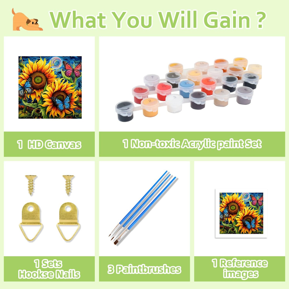 Reivworl Flowers Paint by Numbers Kit for Adults, Sunflower Paint by Number for Adults, Adult Paint by Number Kits for Gifts and Wall Decor 12x12 Inch Reivworl