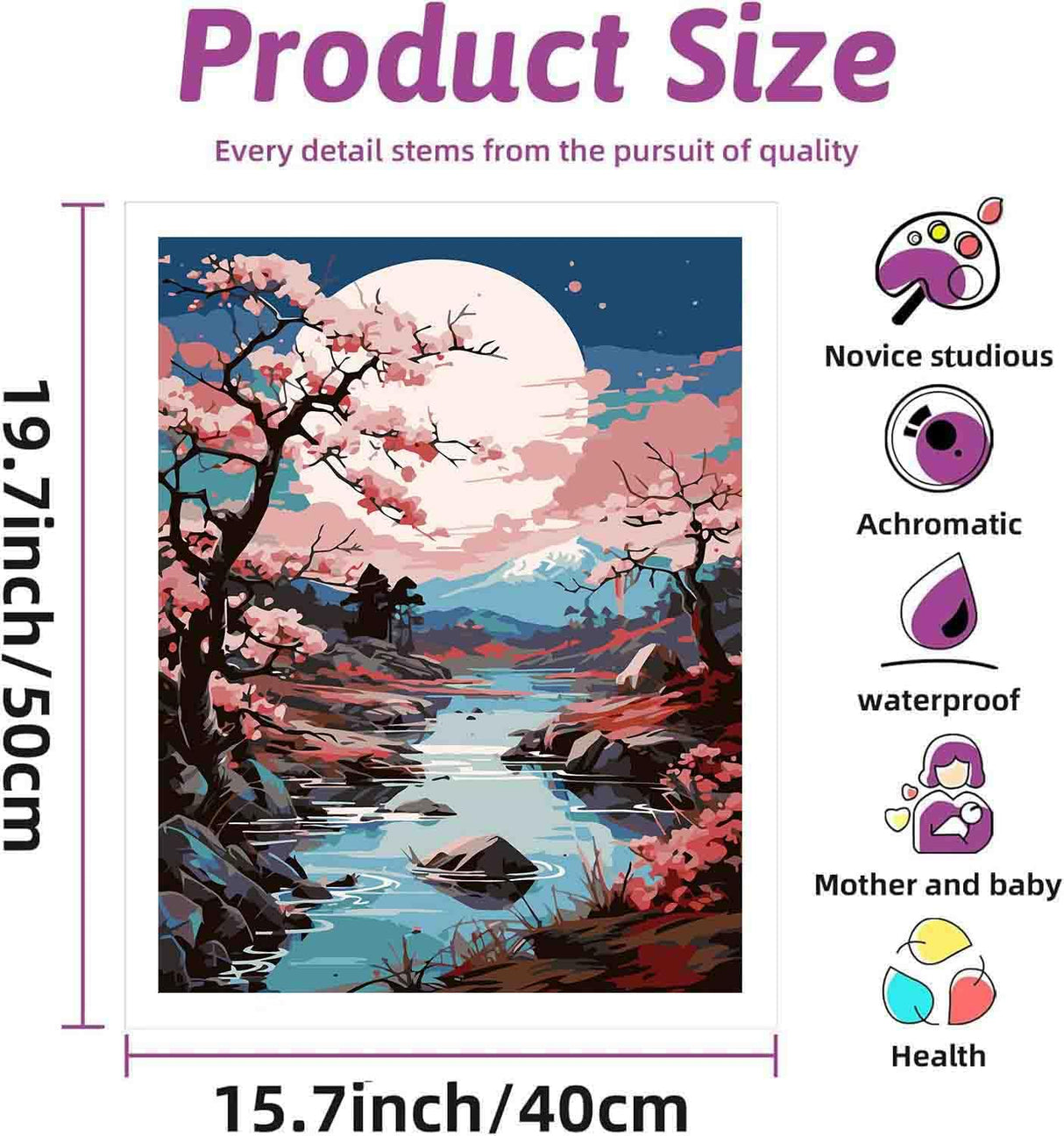 Scenery Paint by Numbers Kit for Adults Beginner,Moon Paint by Number Kits on Canvas for Adults Beginner,Digital Oil Painting Kits for Home Wall Decor 19.6X15.7 Inch (Without Frame) Kaixine