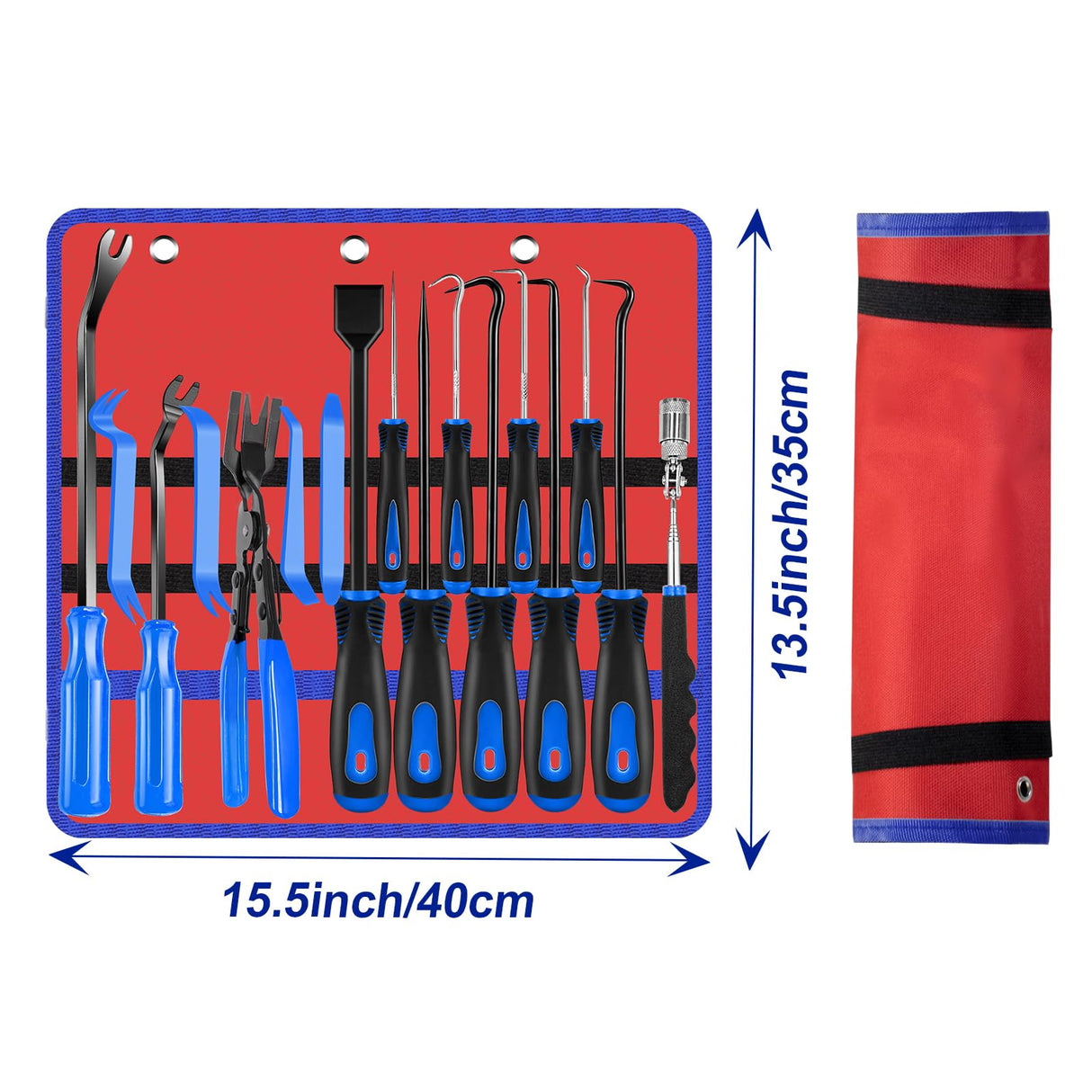 Keze 17 Pcs Hook and Pick Set Auto Trim Removal Tool Kit,Clip Plier Remover Tool Gasket Scraper Telescoping Magnetic Pickup Tool for Automotive Repair and Car Body Door Panel Fastener Removal Keze