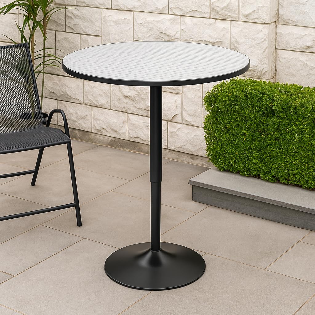 Magshion 31" Round Bar Table Height Adjustable 26"-35" Pub Table with Enlarged Base for Living Room Patio Bistro Café, Silver Magshion