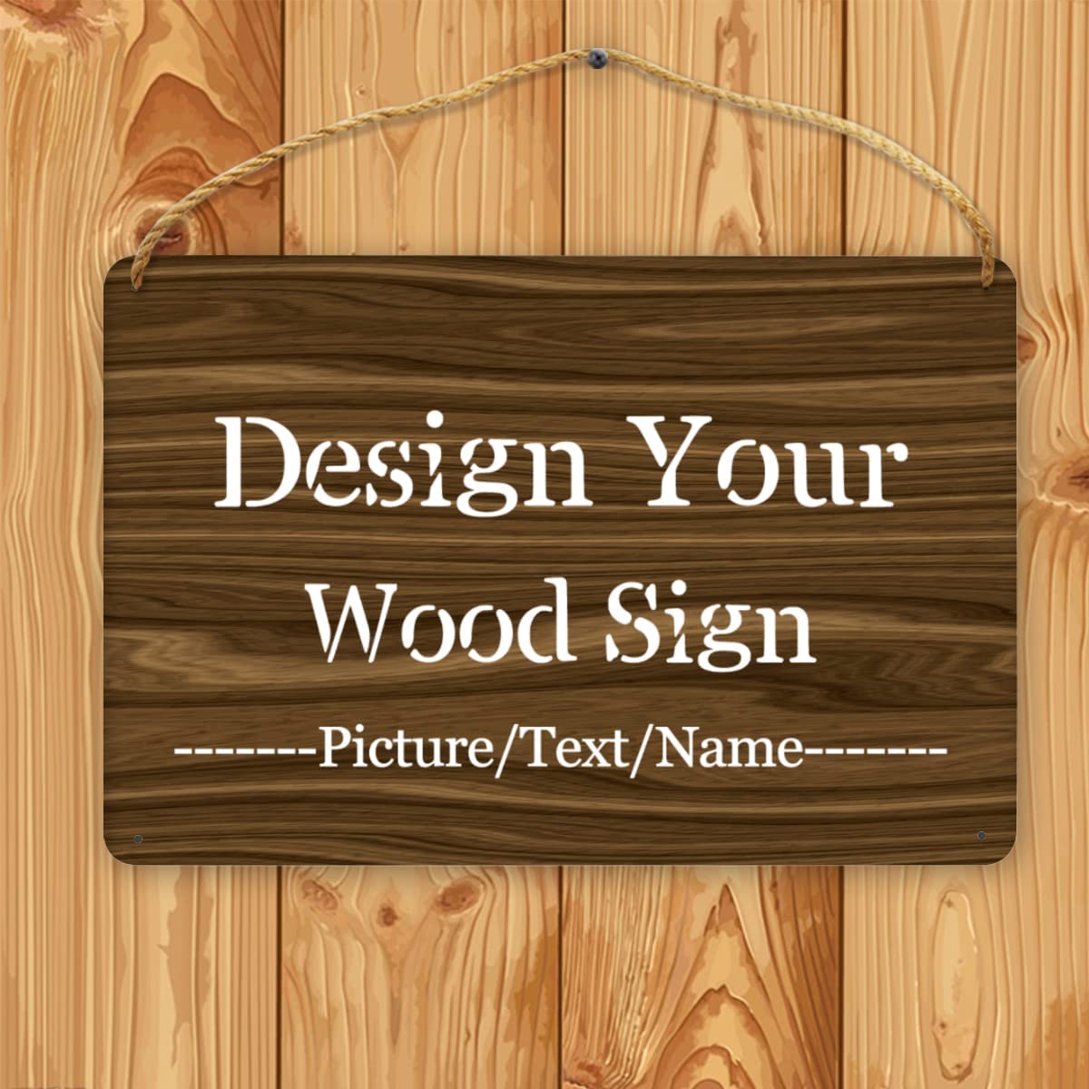 Personalized Wood Board Hanging Door Sign, Custom Welcome Sign Add Your Design, Customized Wall Plaque for Porch, Wall, House, Garden, Yard, Home, Farmhouse, Decor Hanging 11.8x7.8 inch sophiehome