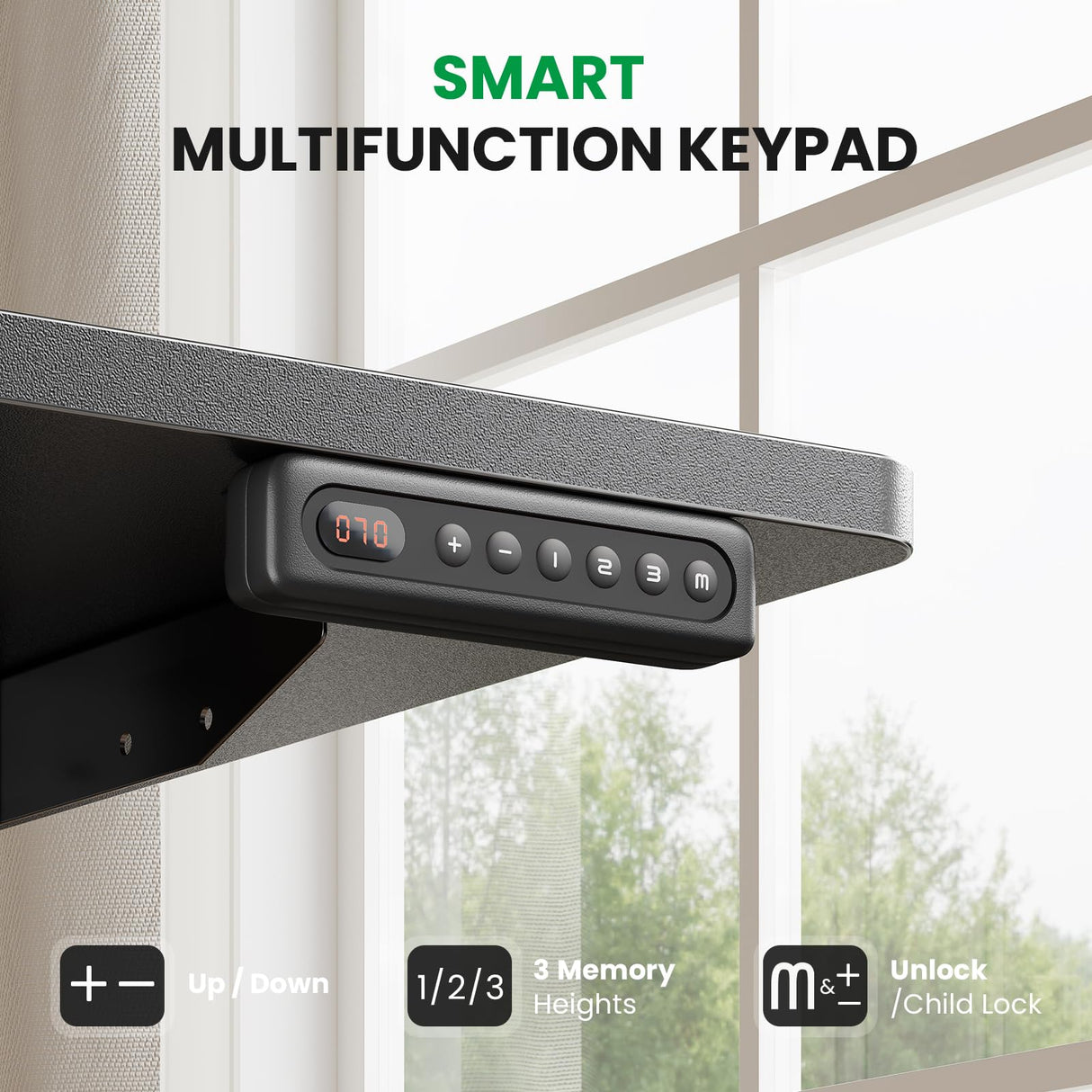 SIAGO Electric Standing Desk Adjustable - 48 x 24 Inch Sit Stand up Desk with Cable Management - 3 Memory Preset Adjustable Height Table SIAGO