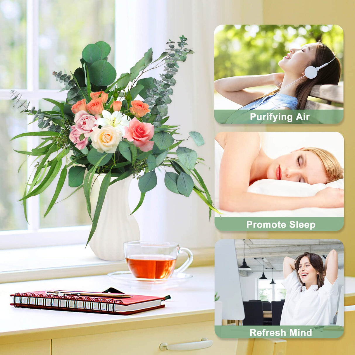 12 Pcs Mixed Real Dried Eucalyptus Leaves Stems - Preserved Eucalyptus Branches, Silver Dollar Eucalyptus, Seeded Eucalyptus Bouquets for Vase Floral Arrangements Wedding Greenery Decor Glicrili