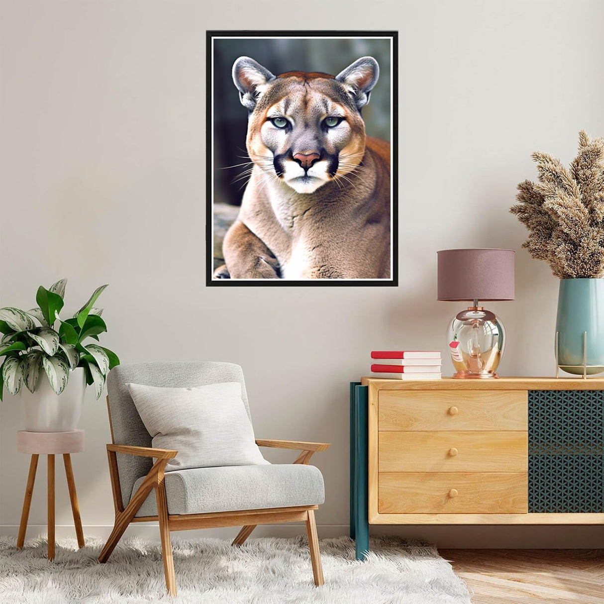 Diamond Art Painting Wildlife Animal Lion Big Cat Kit for Adults Full Round Drill Diamond Art Painting by Number Kits Gem Art Wall Home Decor(11.8 x15.8inch) WoodArtSupply