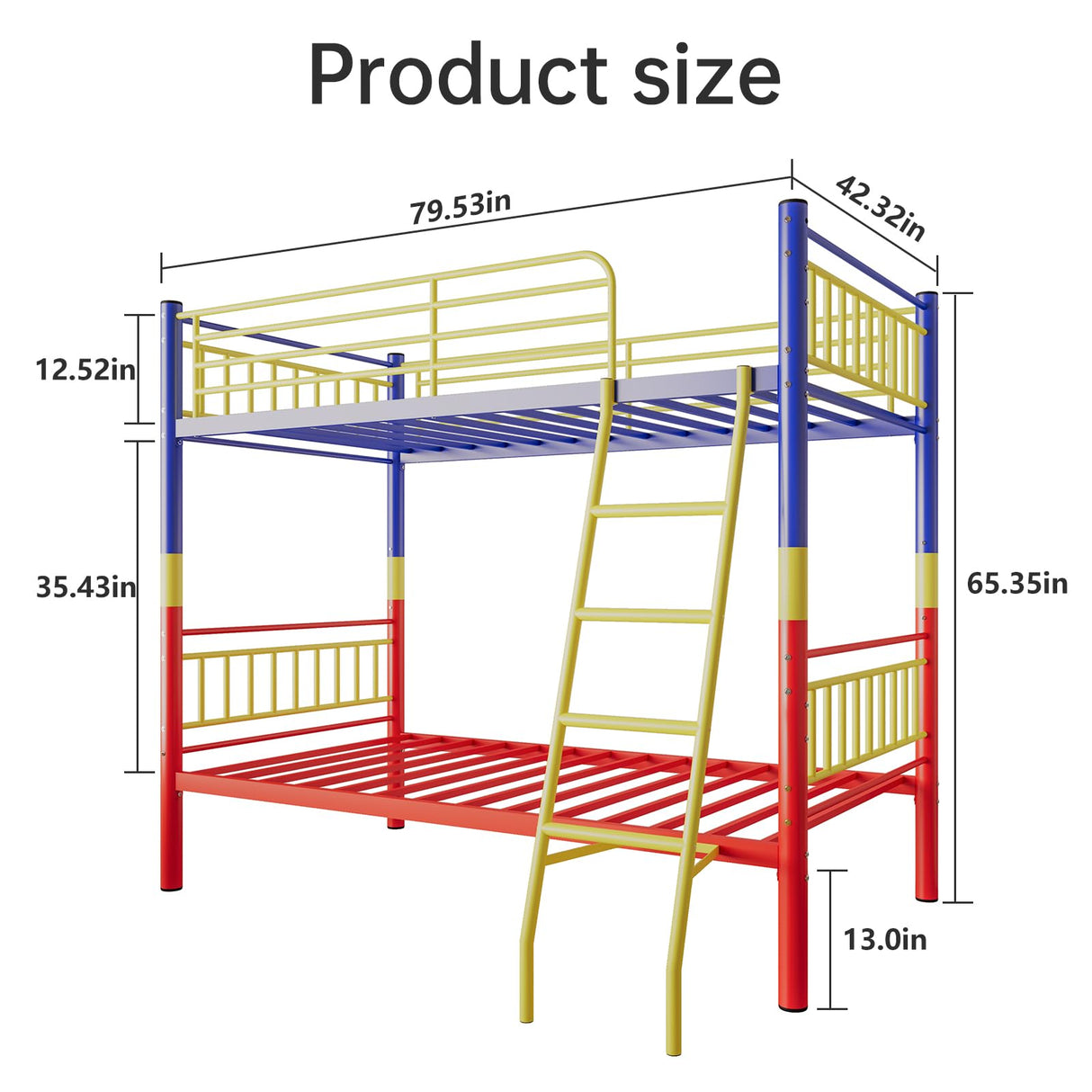 AUEYTVR Metal Bunk Bed Twin Over Twin,Twin Over Full Bunk Bed,Bunk Bed Full Over Full,Twin Bunk Beds for Kids with Safety Guardrail and Convertible Bunk Bed Design,Steel Bed for School, Bedroom AUEYTVR