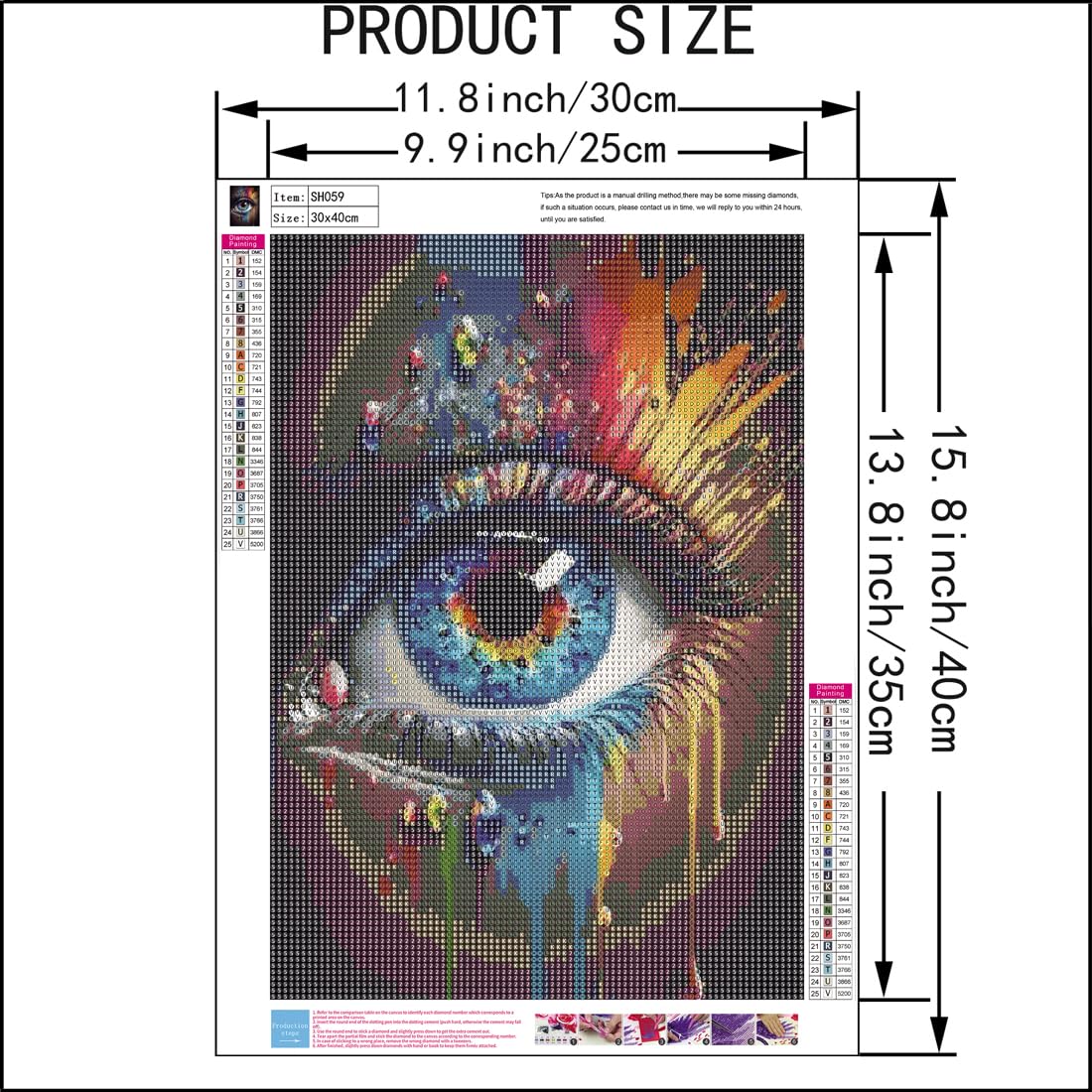 SHICERNHJ Eye Diamond Painting Kits for Adults DIY 5D Diamond Art Paint with Round Diamonds Dots Kits for Adults Full Drill Painting Kit Gem Art and Crafts for Home Wall Decor 12x16Inch SHICERNHJ