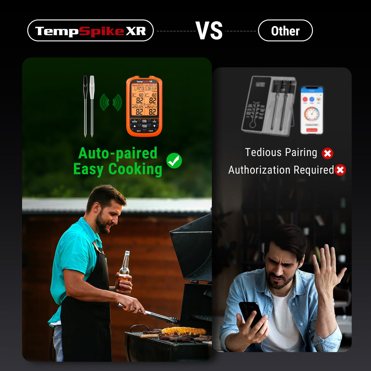 ThermoPro TempSpike 1000FT Wireless Meat Thermometer Digital with 2 Upgraded Ultra-Thin Probe, Smoker Thermometer Wireless for Oven/Rotisserie/Sous Vide/Stove/BBQ Grill Thermometer ThermoPro