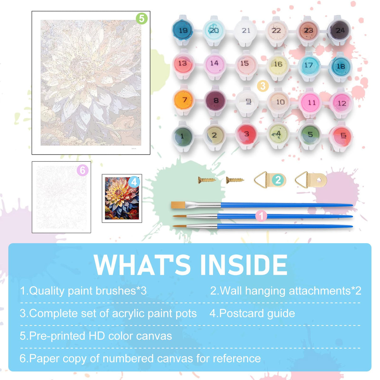 Offito Paint by Numbers Kit for Adults- Flowers Adult Paint by Number Kits on Canvas for Beginners, Flowers DIY Acrylic Oil Number Painting Kits for Home Wall Decor Gift 16"x20" (Without Frame) Offito