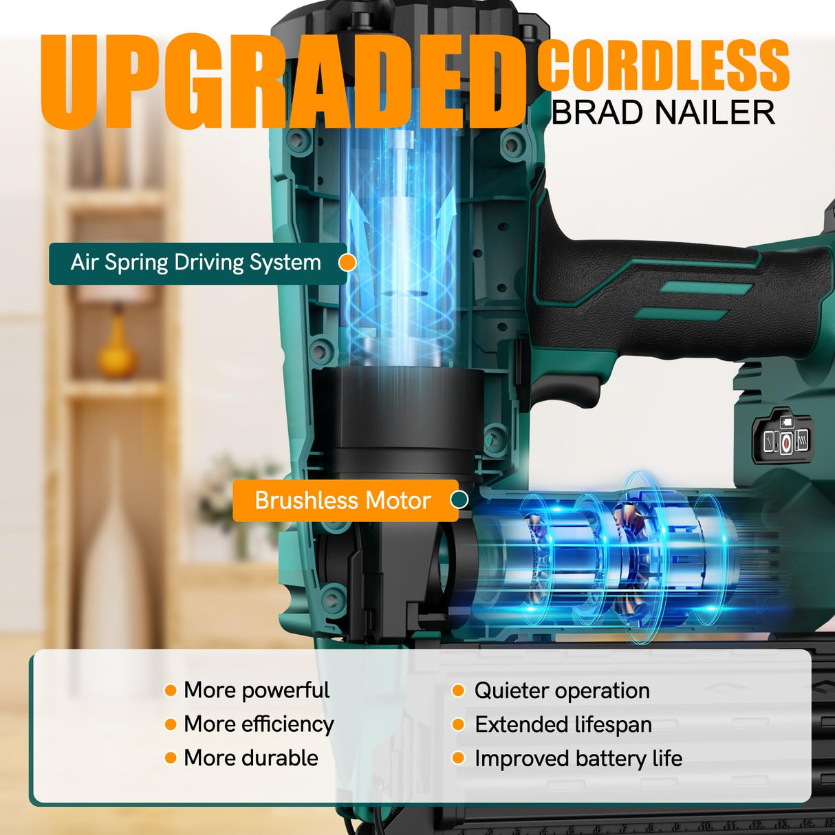 NEU MASTER Upgraded Brad Nailer, 18 Gauge Nail Gun Battery Powered with Brushless Motor, 20V Max Cordless Nail Gun, Adjustable Depth, Ideal for Roofing, Sheathing, Framing, Woodworking NEU MASTER