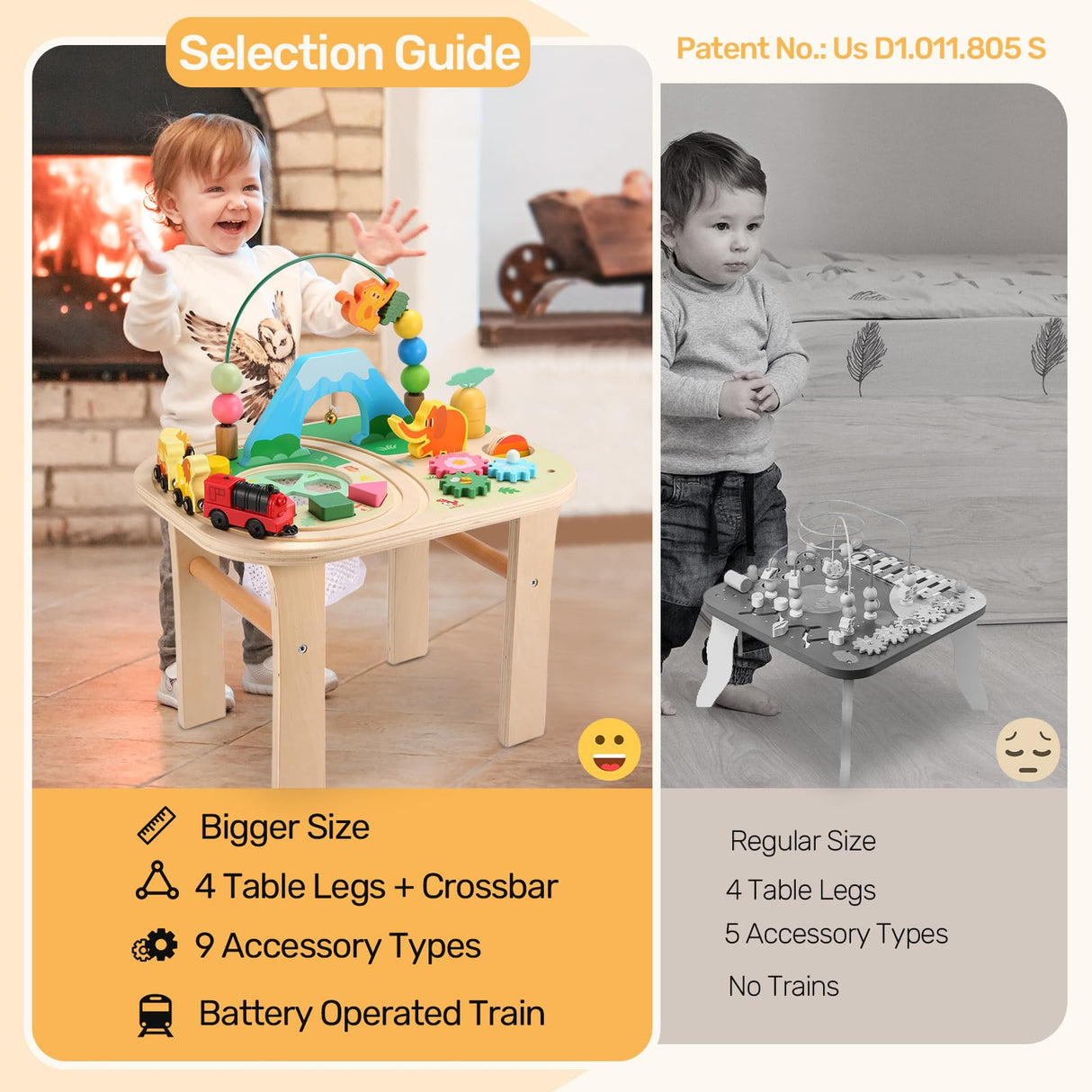 oathx Activity Table for 1+ Year Old, 9 in 1 Wooden Montessori Toys with Bead Maze Shape Sorter Flip Mirror Train Toy, Baby Sensory Play Table Toddler Toys 1st Birthday Gifts for Girls Boys Kids oathx