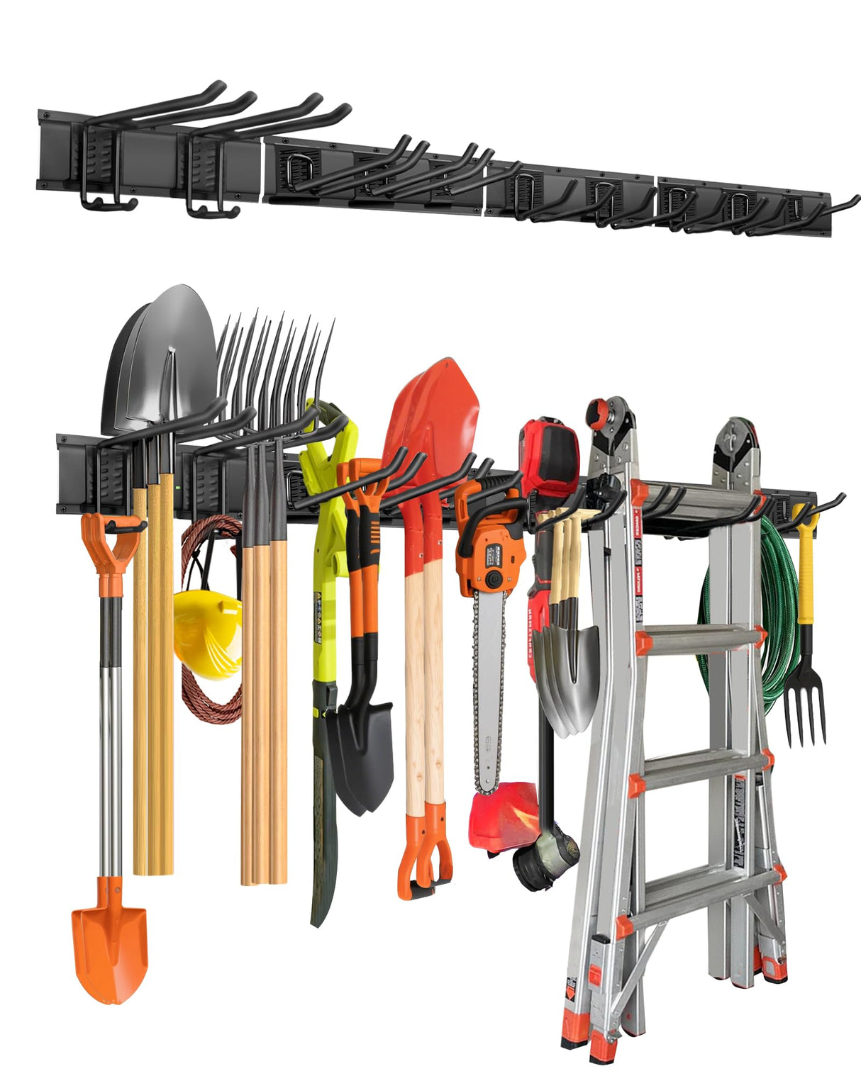 PIYILO 64 inches Garage Tool Organizer Wall Mount, Heavy Duty Garden Tool Organizer Rack, Hanging Storage Organization Racks Holder with 10 Hooks, for Lawn Tools, Shovel, Shed PIYILO