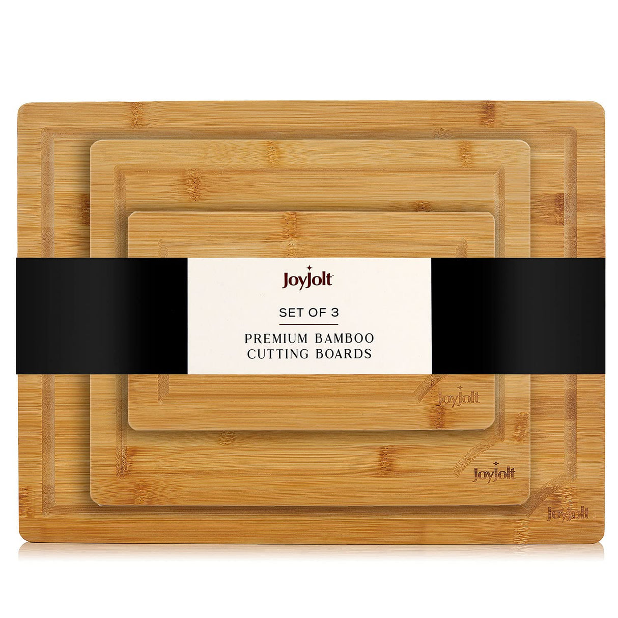 JoyJolt Bamboo Cutting Board Set, Wooden Cutting Boards for Kitchen. Large and Small Wooden Cutting Board Set; Serving Cheese Board, Bread Board or JoyJolt