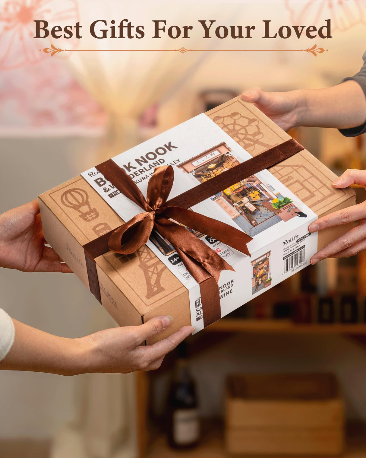 Rolife Book Nook Kit Sakura Wine Alley, 3D Wooden Puzzle Booknook for Bookshelf Decor, Japanese-Inspired Sakura Theme Creative DIY Miniature Dollhouse Kit, Crafts Gifts for Adults, Teens & Book Lovers Rolife