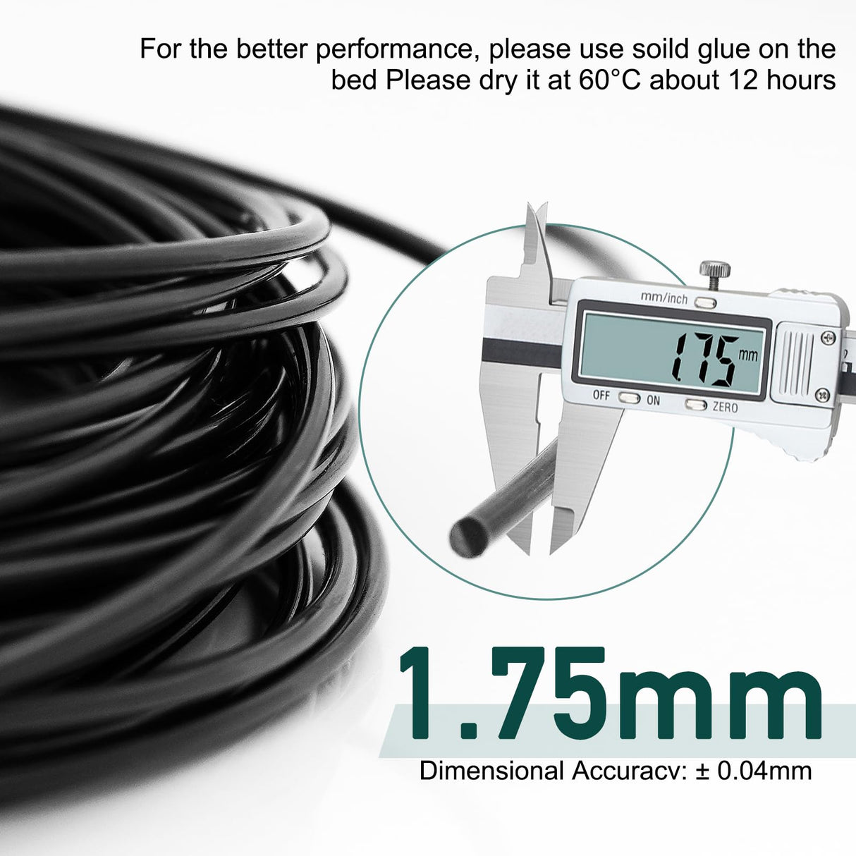 Nylon Filament 50g Black 1.75mm for 3D Printing Fit Most 3D Printer PA6 Filament yxpolyer