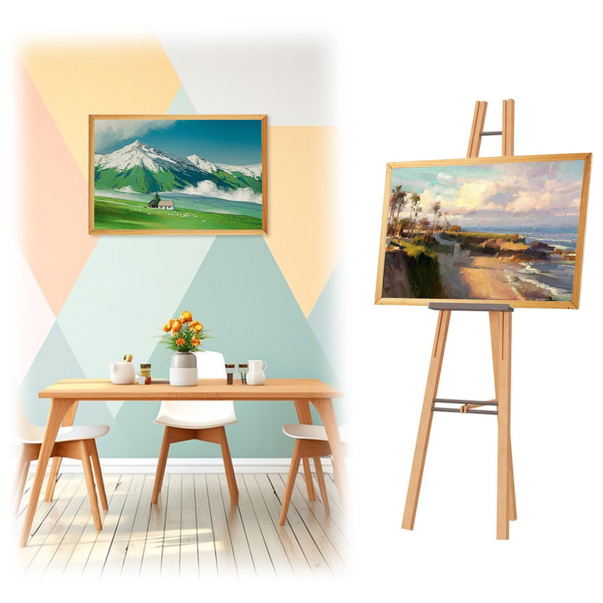 SHUESS 4 Pack Wood Canvas Stretcher Bars Kit, 12 x 16 Inch Wooden Canvas Frame for Prints, Easy to Assemble, Gallery Wrap Oil Frame Kits for Oil Paintings, Prints, Paint by Numbers & Poster SHUESS