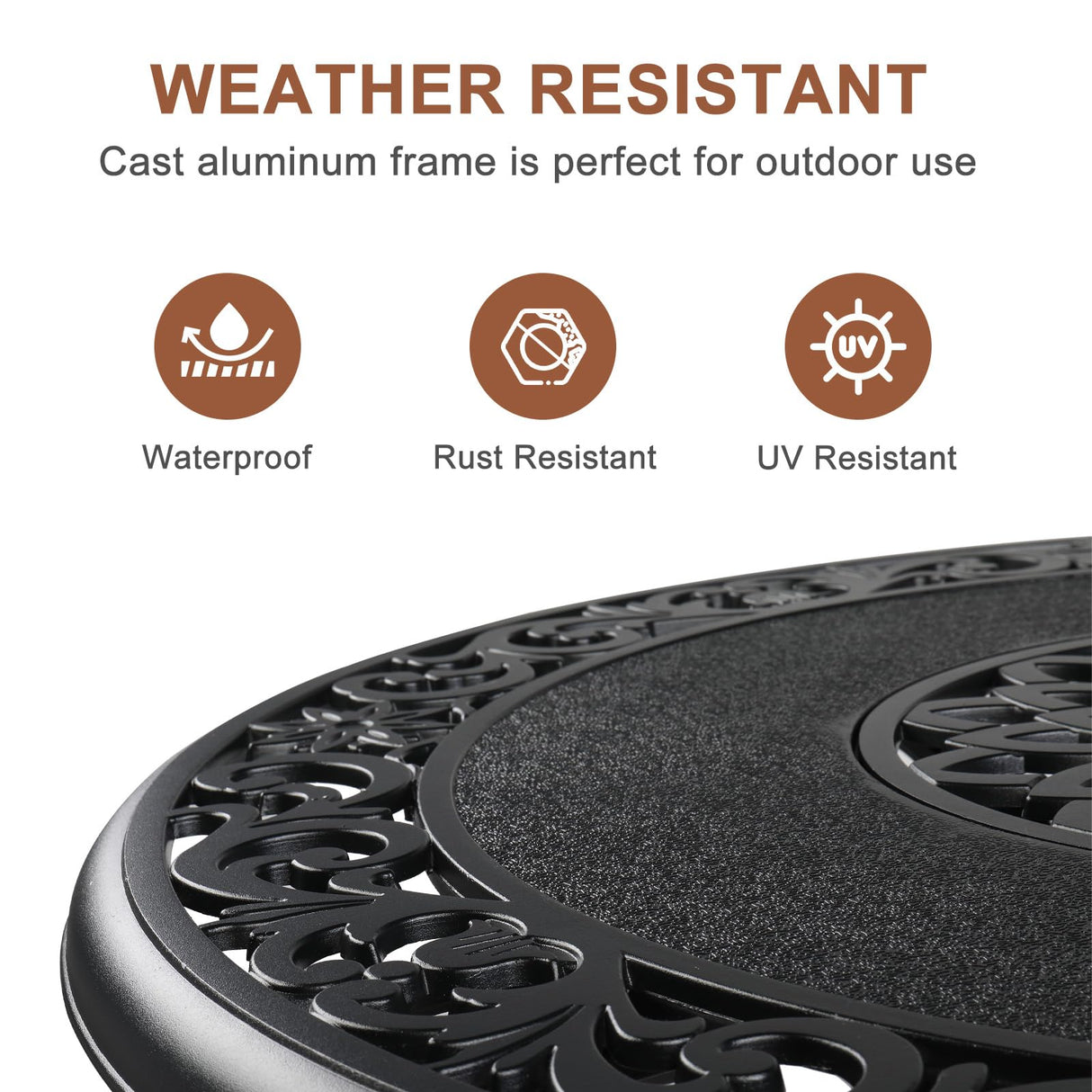 VINGLI Cast Aluminum Bar Height Patio Table with Umbrella Hole - Tall Outdoor Bistro Table, 32" Dia x 41" H (Black) VINGLI