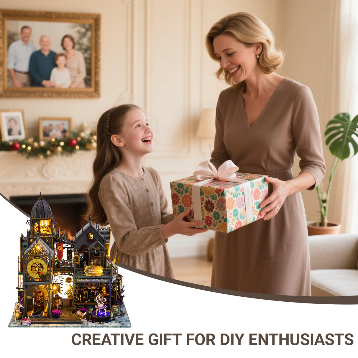 PANZIYU DIY Miniature House Kit, Dollhouse for Adults to Build, Birthday/Christmas Day Gift for Family and Friends, Magic Castle, Haunted Dollhouse, Prefab Tiny Home with LED Lights(Huoluo Castle) PANZIYU